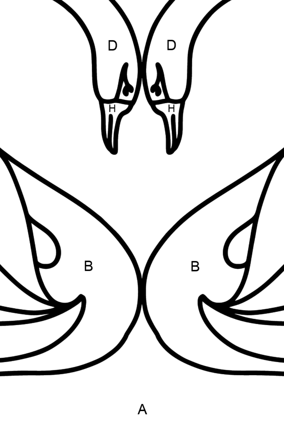 Black Swans coloring page - Coloring by Letters for Kids
