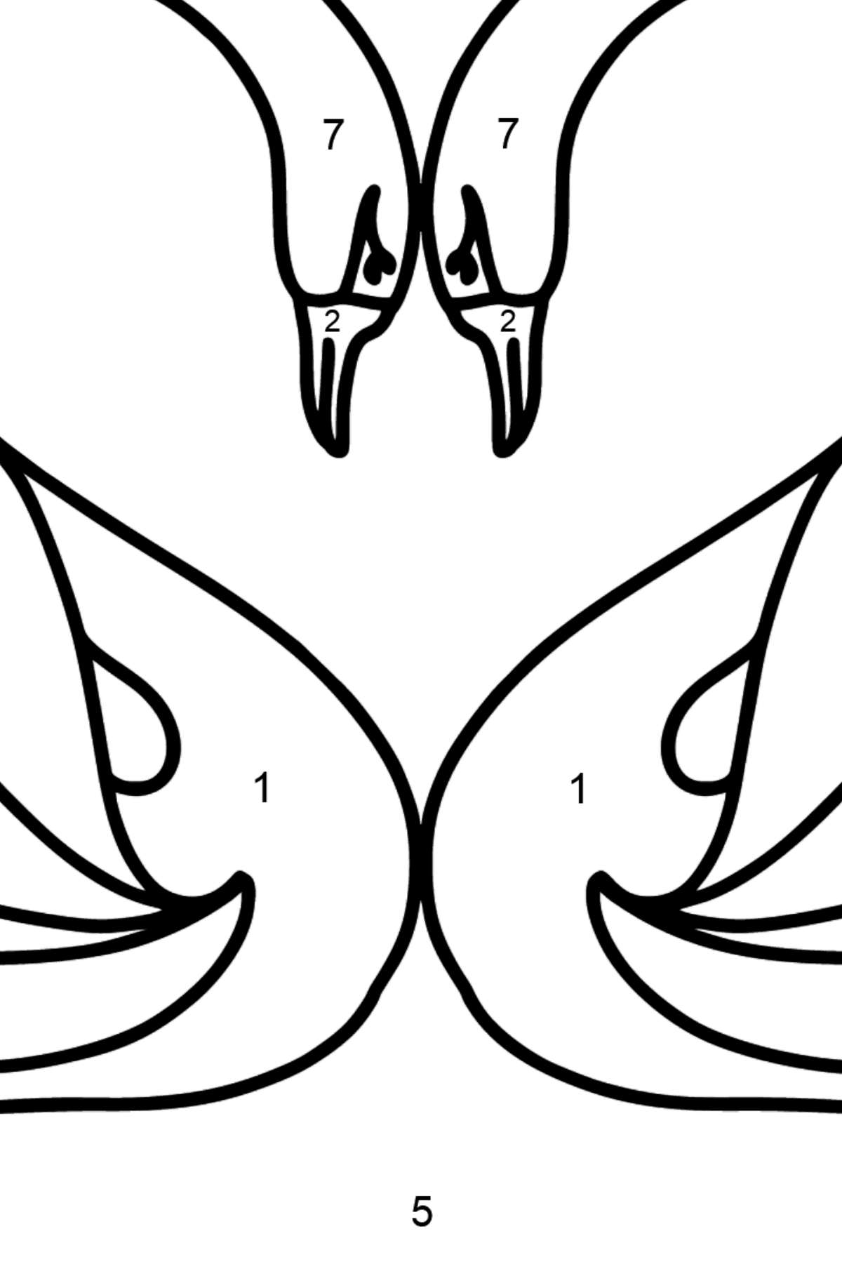Black Swans coloring page - Coloring by Numbers for Kids