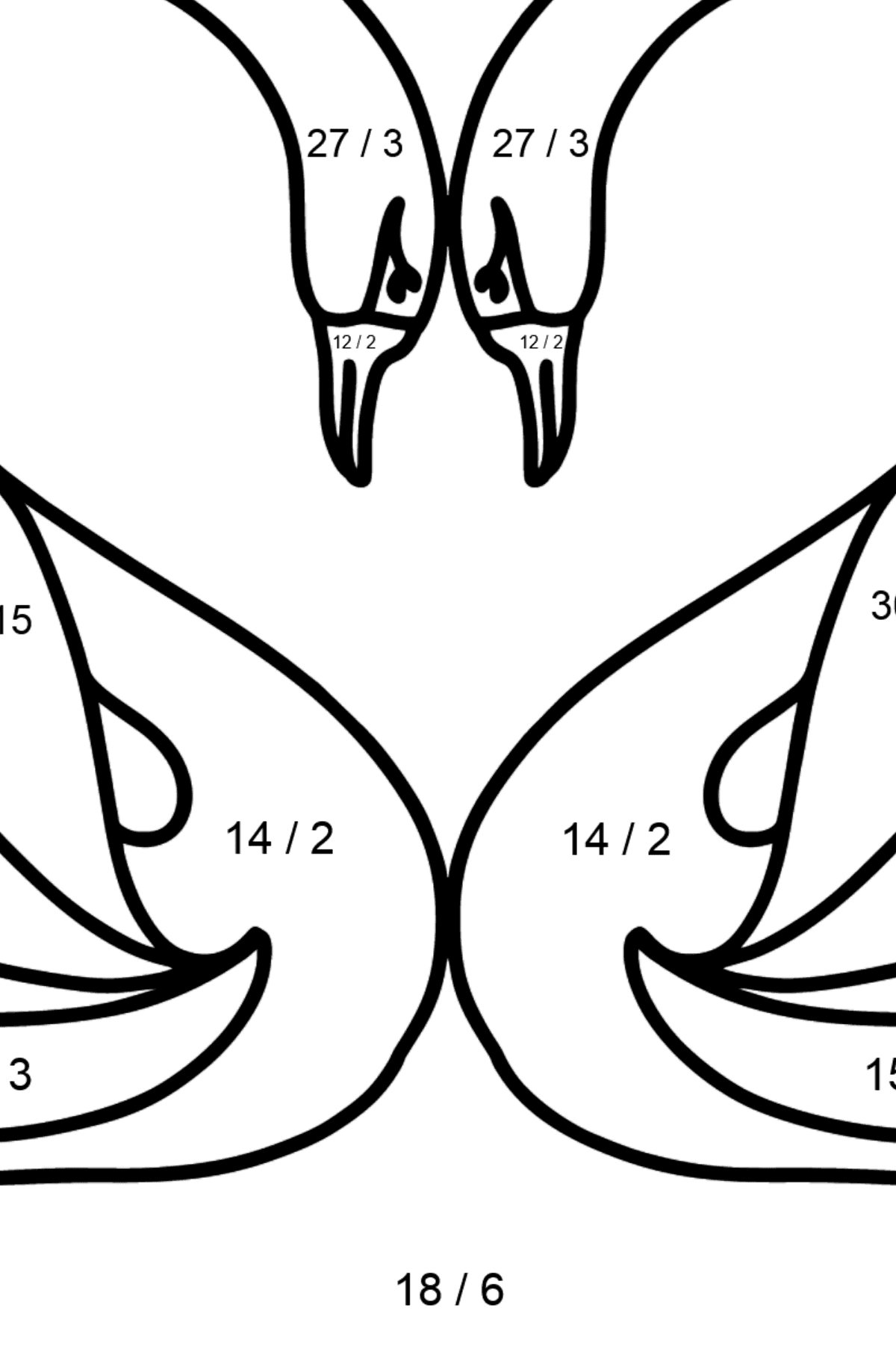 Black Swans coloring page - Math Coloring - Division for Kids