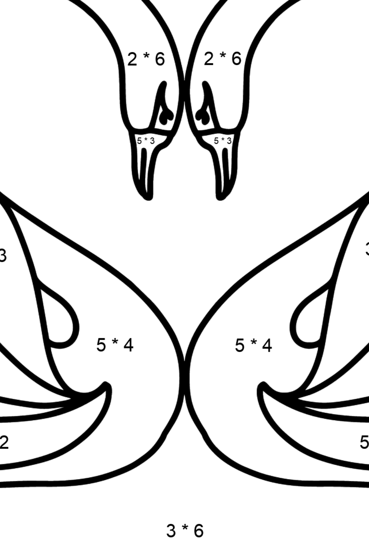 Black Swans coloring page - Math Coloring - Multiplication for Kids