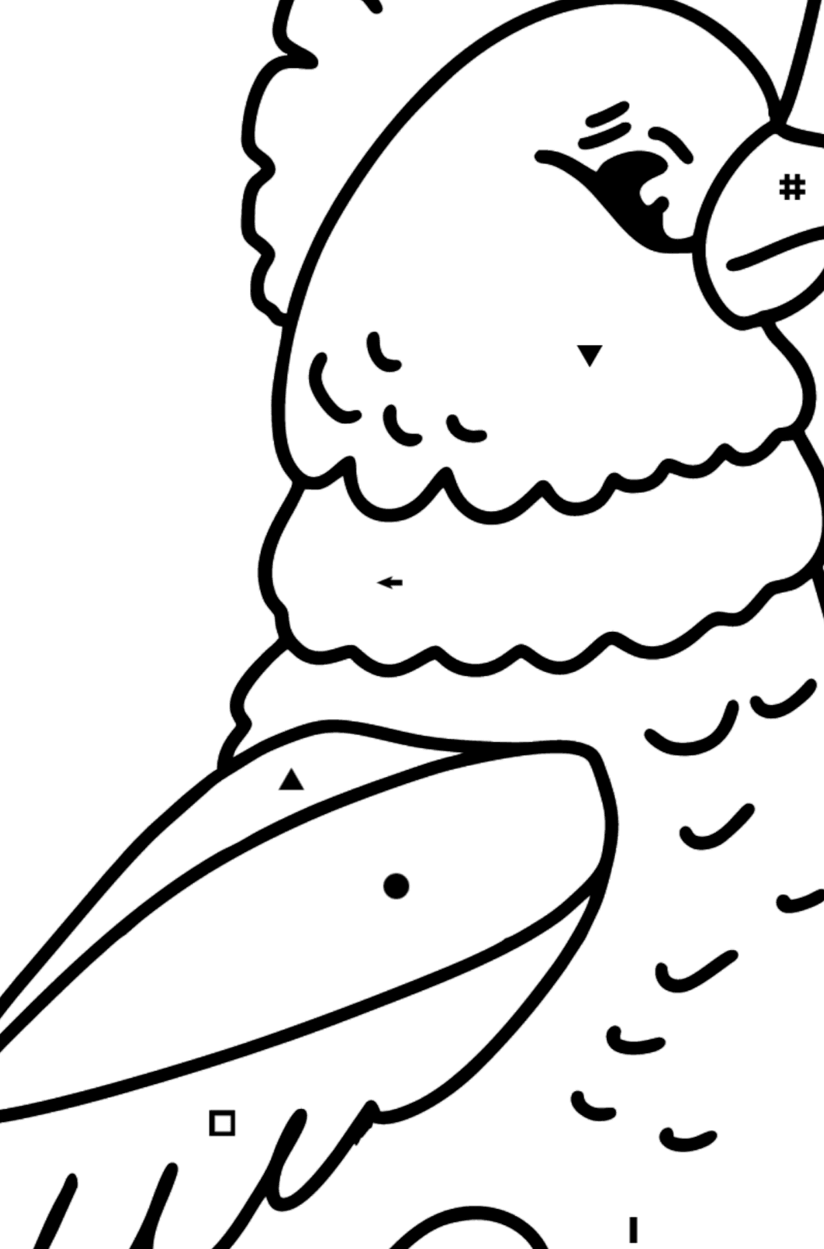 Cockatoo coloring page - Coloring by Symbols for Kids