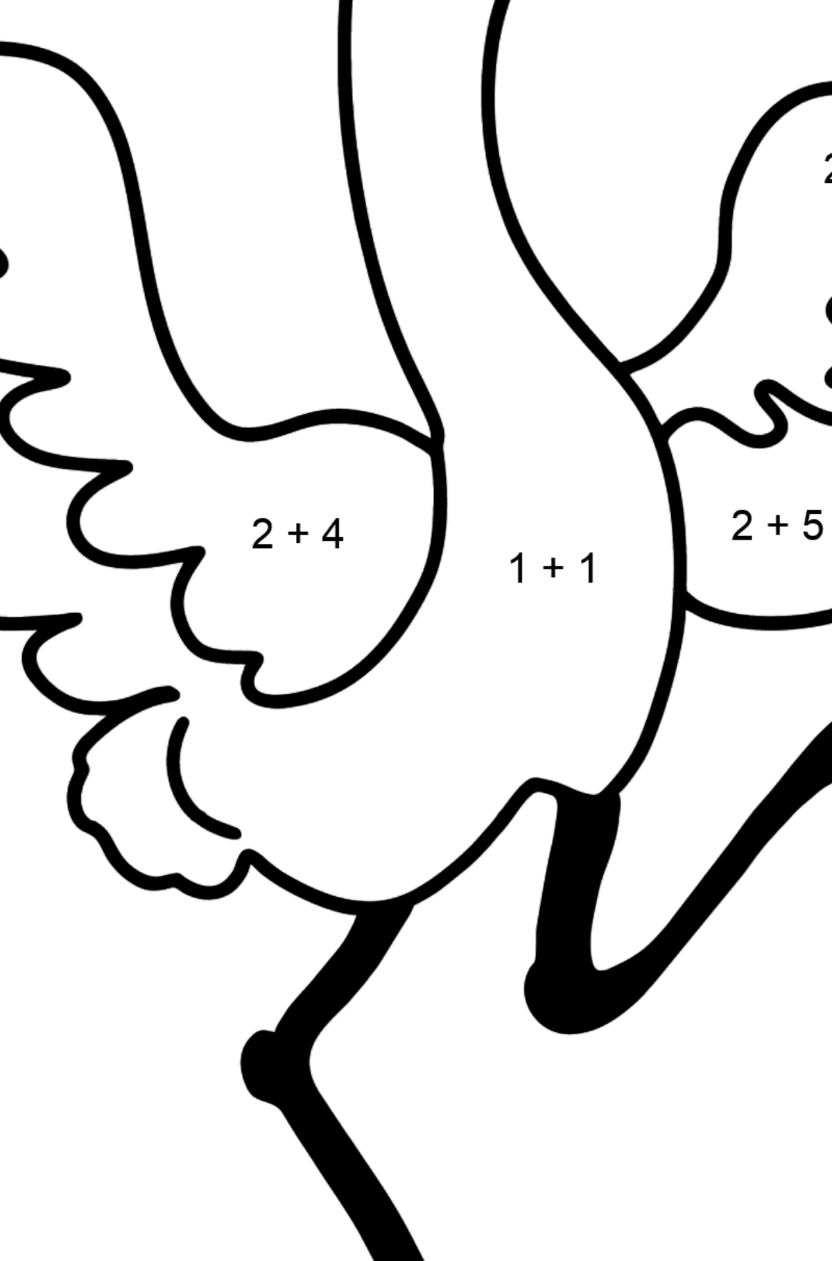 Crane coloring page - Math Coloring - Addition for Kids