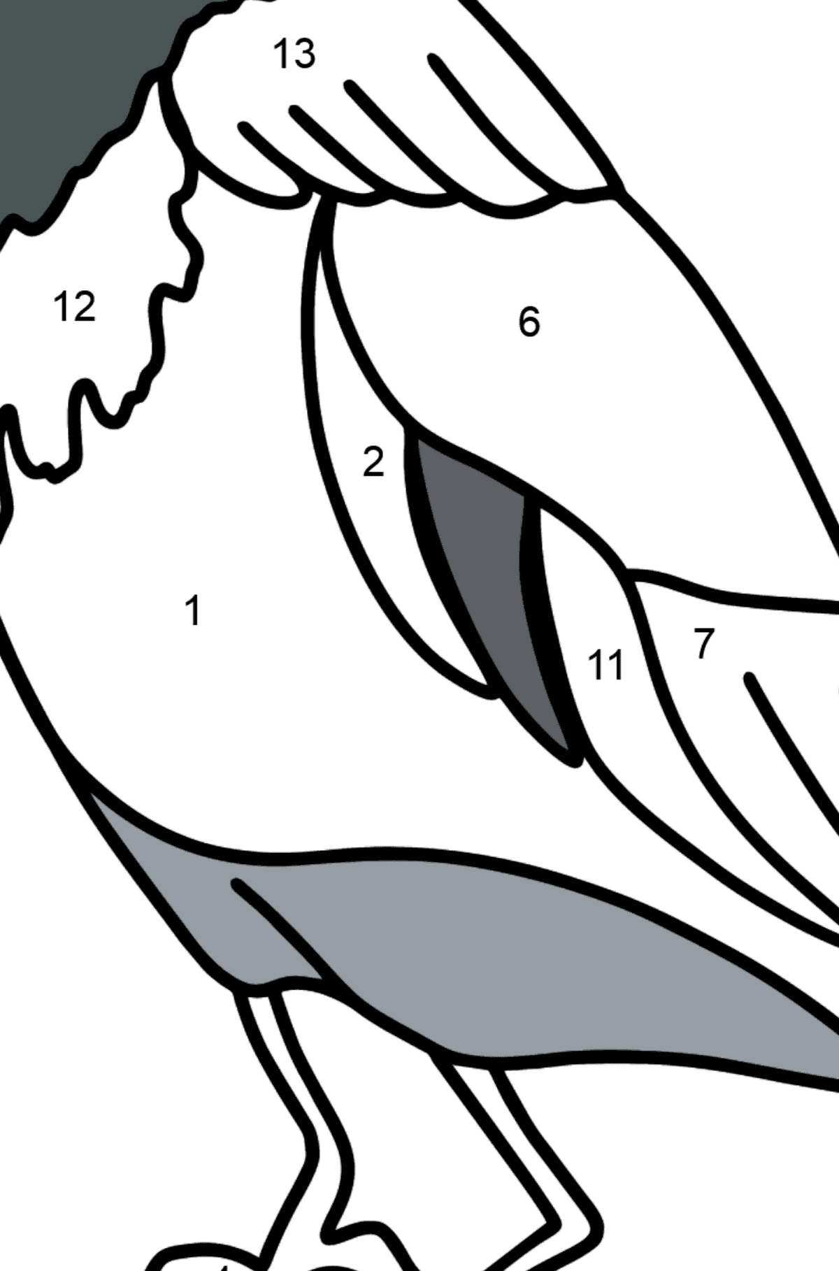 Wrona kolorowanka - Koloruj według numerów dla dzieci