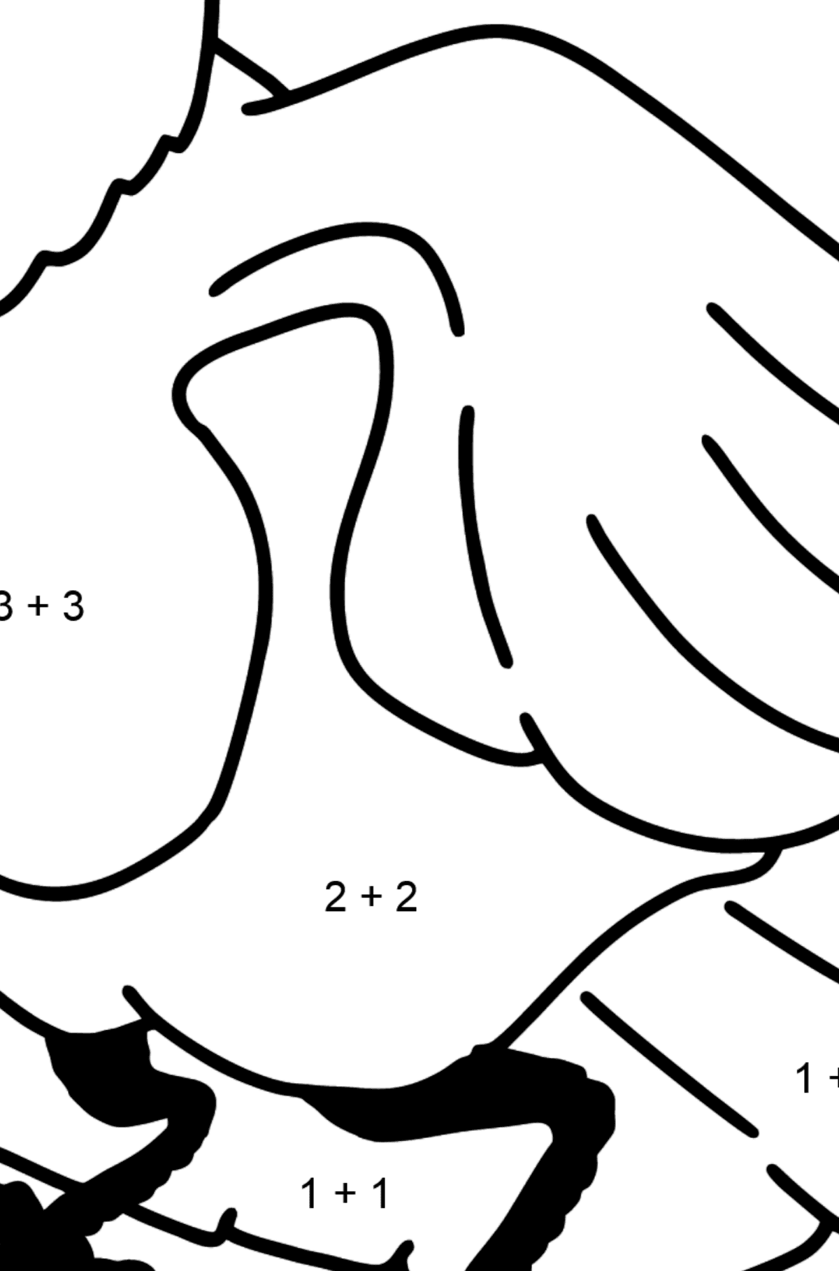 Dove coloring page - Math Coloring - Addition for Kids