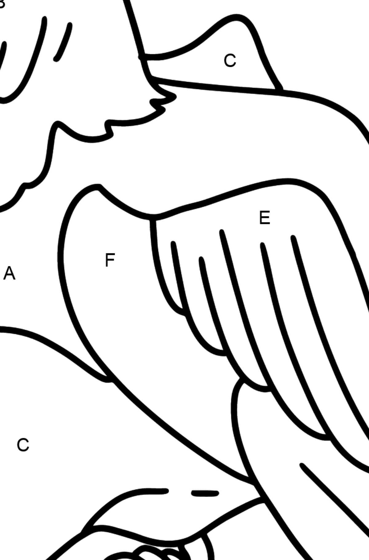 A beautiful eagle coloring page - Coloring by Letters for Kids