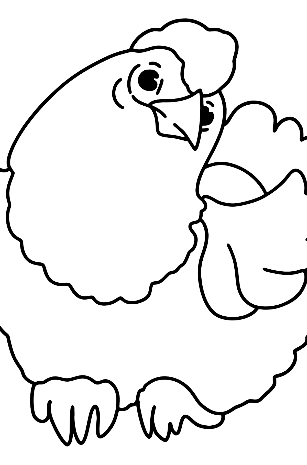 Desenho para colorir simples com uma galinha - Imagens para Colorir para Crianças