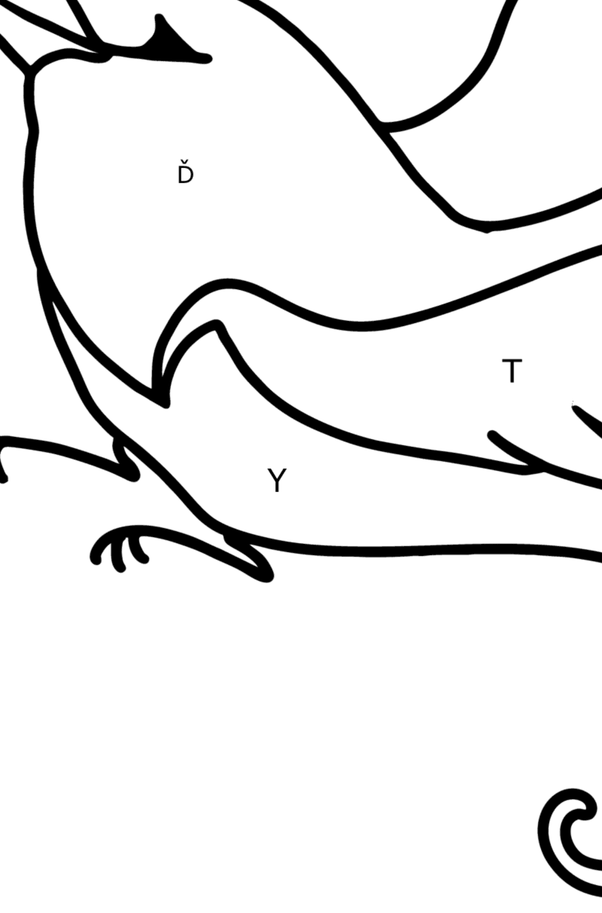 Roztomilý kolibřík omalovánka - Omalovánka podle Písmen pro děti