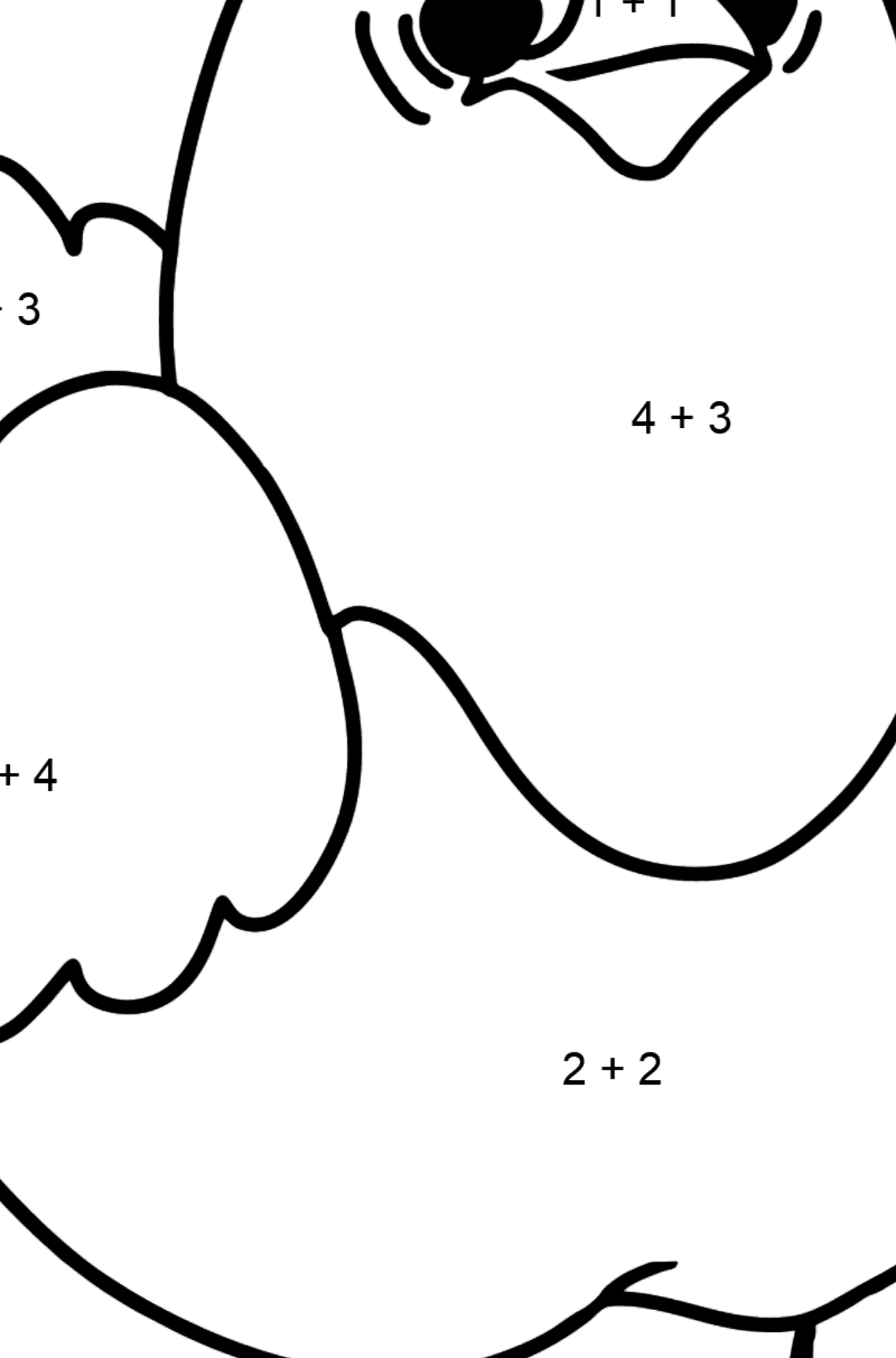 Chicken coloring page - Math Coloring - Addition for Kids