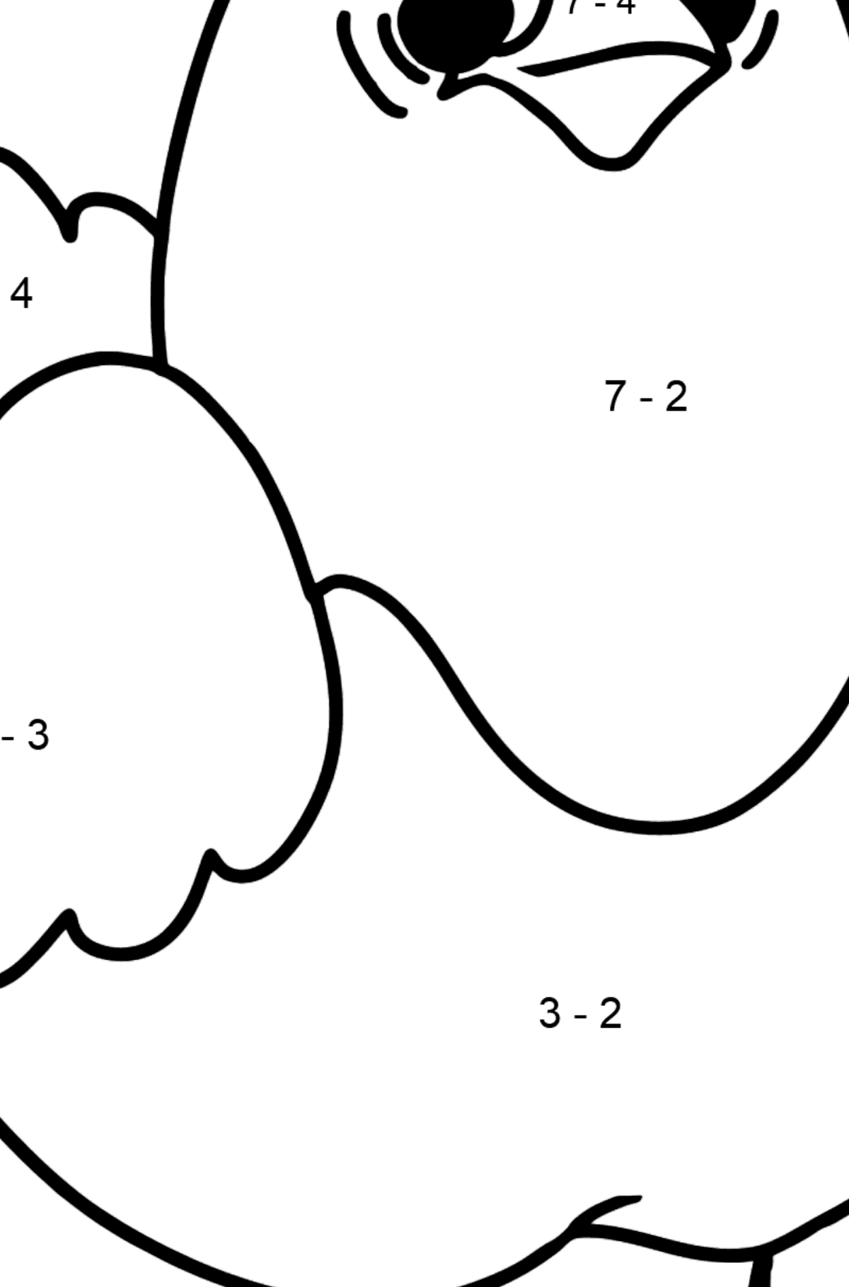 Chicken coloring page - Math Coloring - Subtraction for Kids