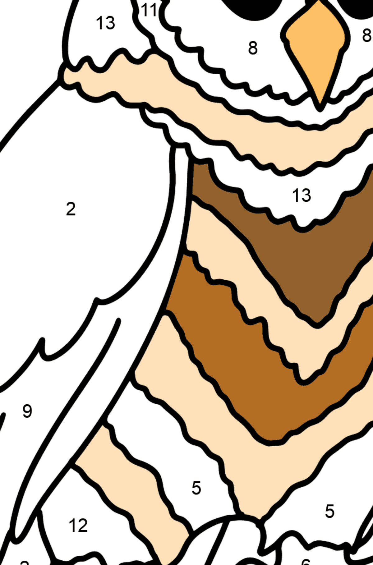 Dibujo de lechuza para colorear - Colorear por Números para Niños