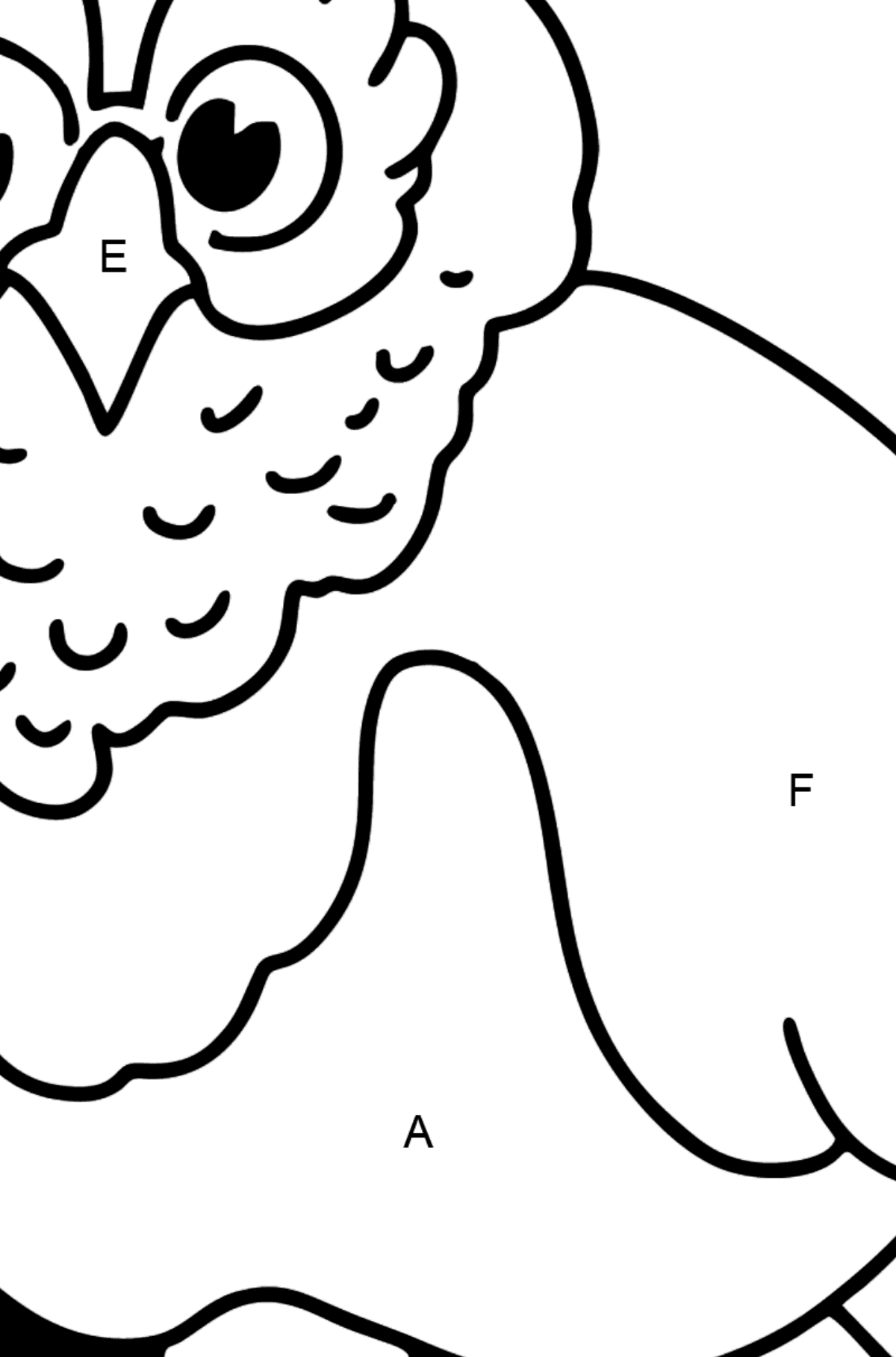 Simple coloring page with a Owl - Coloring by Letters for Kids