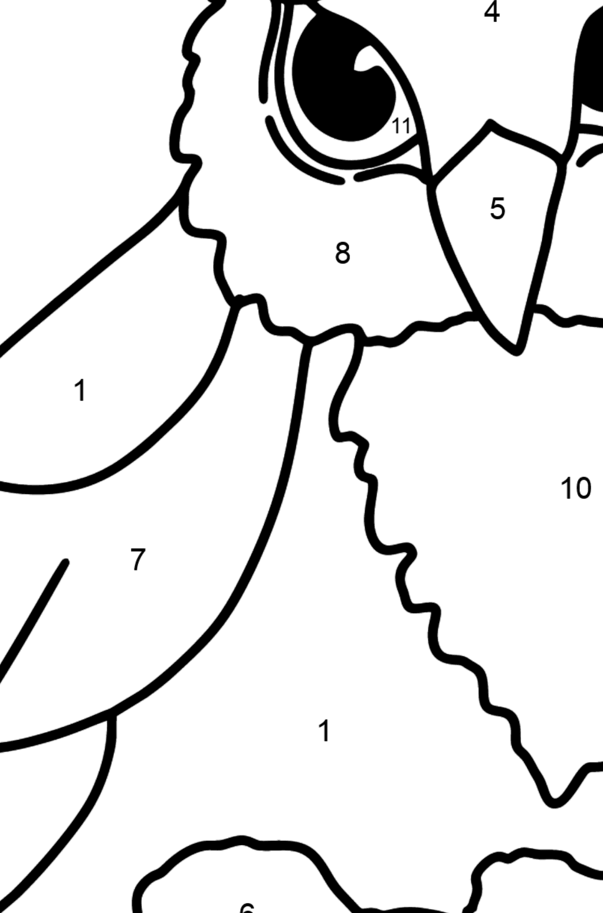 Bird coloring page - Owlet - Coloring by Numbers for Kids