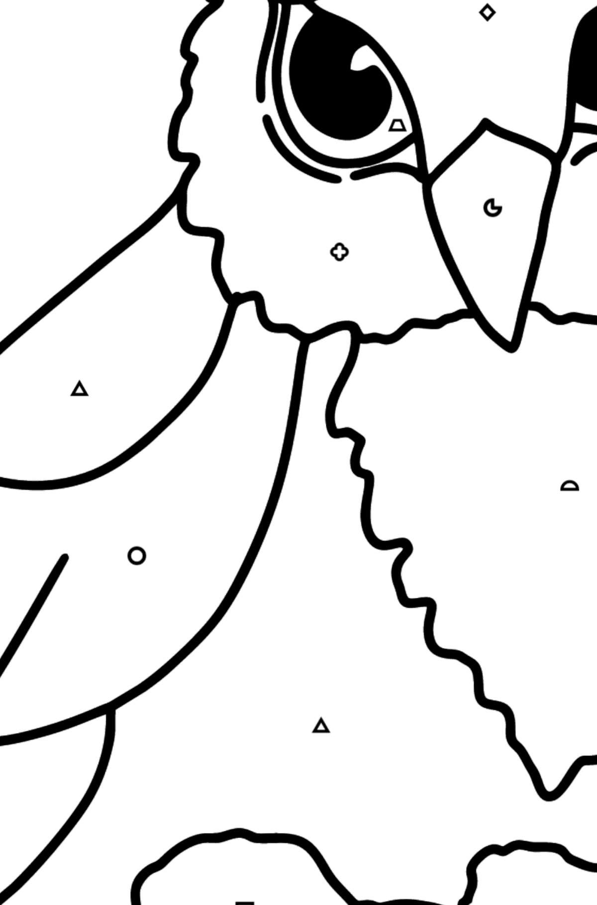 Bird coloring page - Owlet - Coloring by Geometric Shapes for Kids
