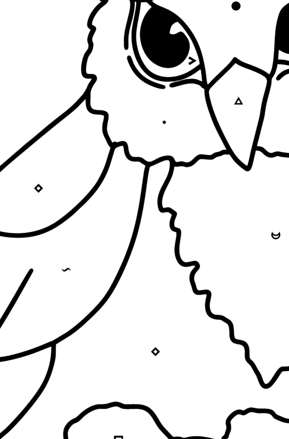 Bird coloring page - Owlet - Coloring by Symbols for Kids