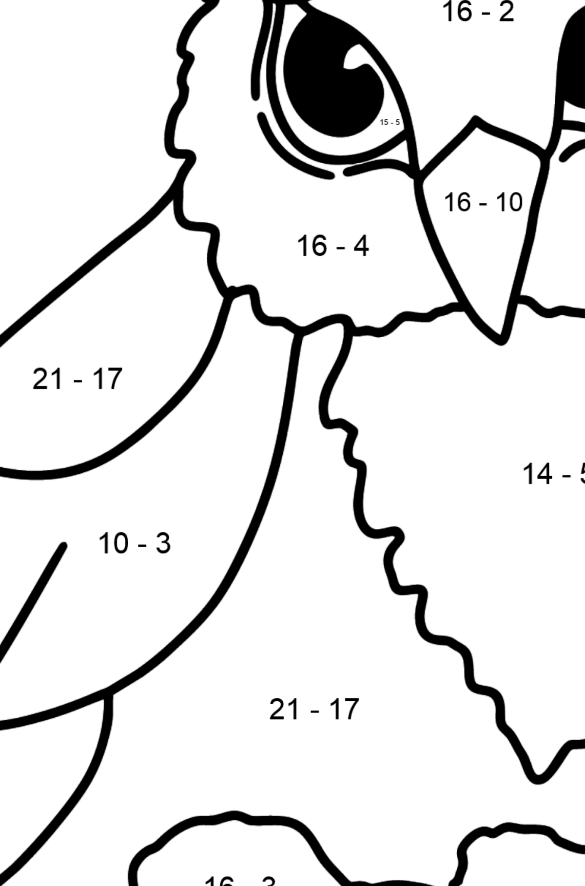 Bird coloring page - Owlet - Math Coloring - Subtraction for Kids