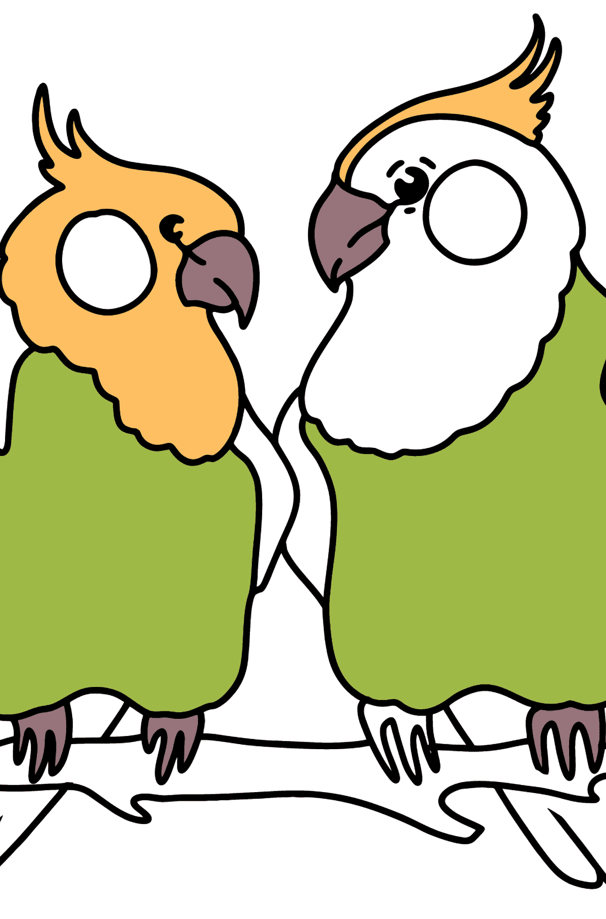 Papagáj szerelmes madarak kifestő - Színező oldalak gyerekeknek