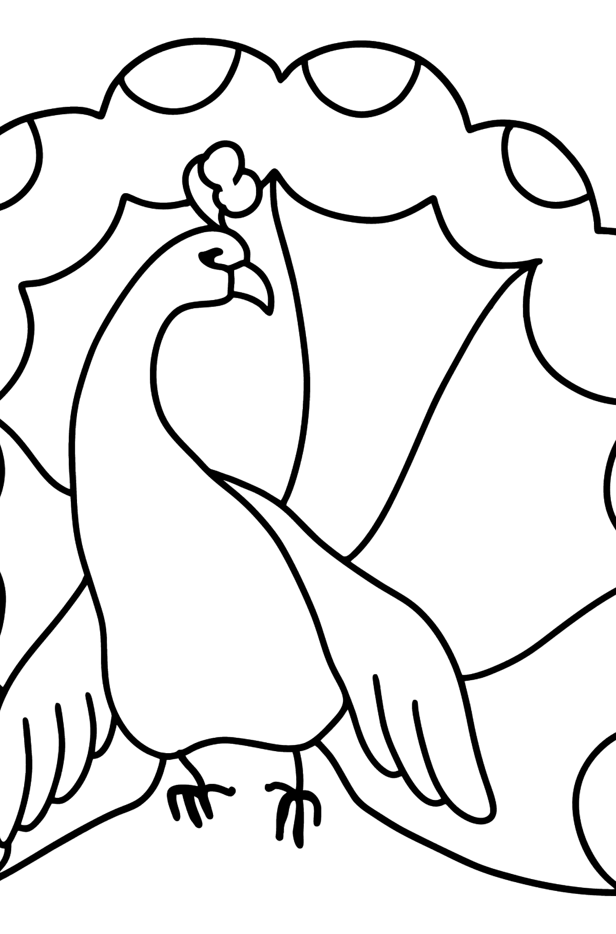 Påfugl tegning til farvning - Tegninger til farvelægning for børn
