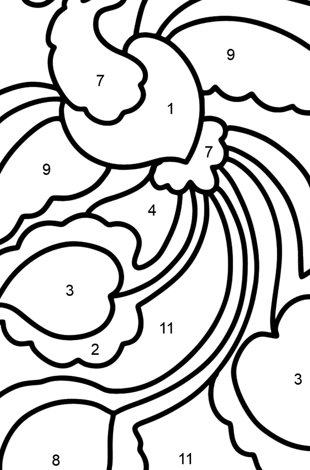 Phoenix coloring page - Coloring by Numbers for Kids
