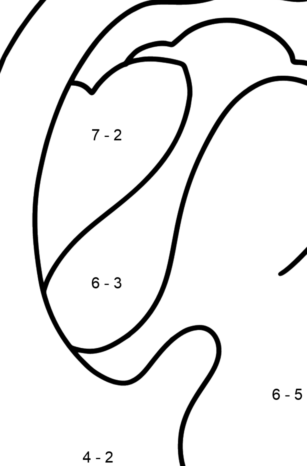 Ausmalbild Schwan - Mathe Ausmalbilder - Subtraktion für Kinder
