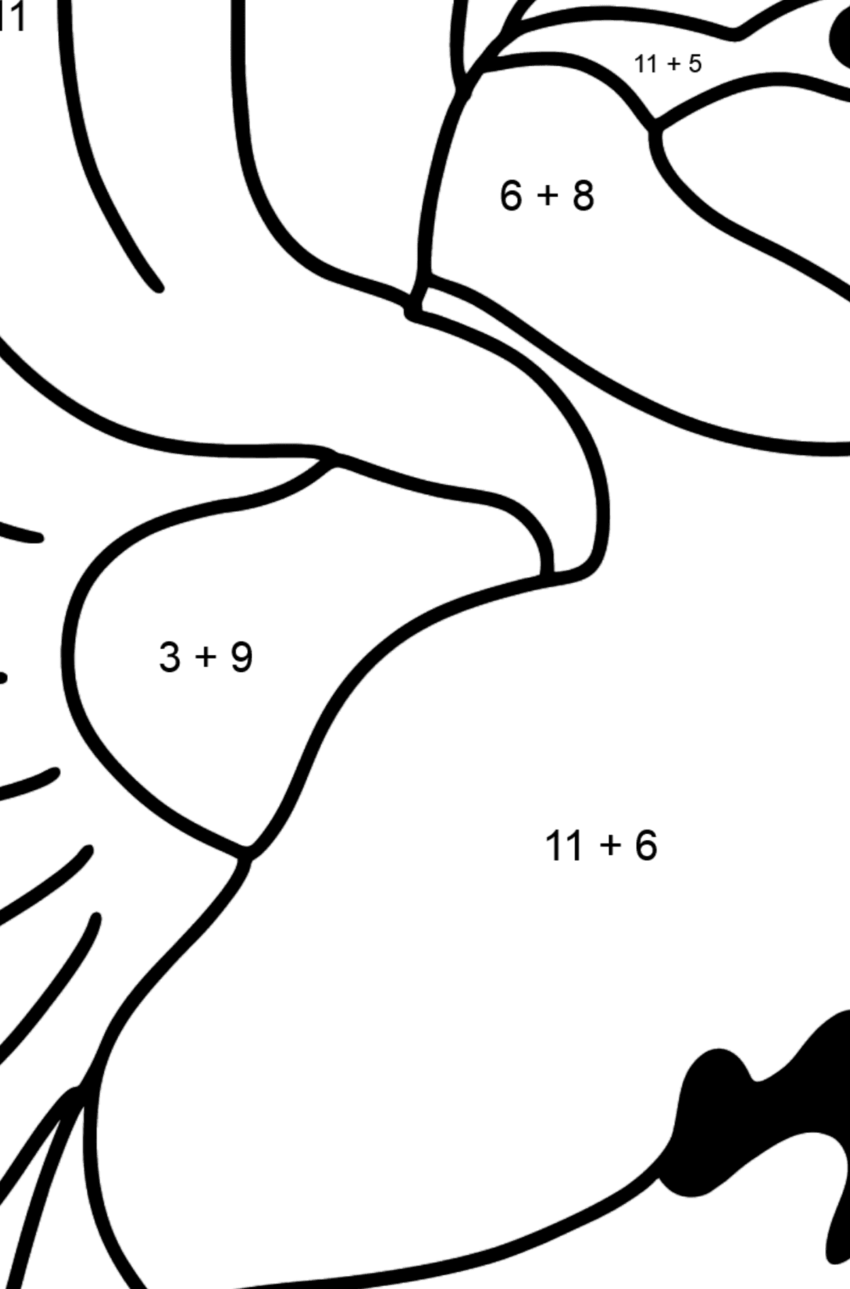 Tit coloring page - Math Coloring - Addition for Kids