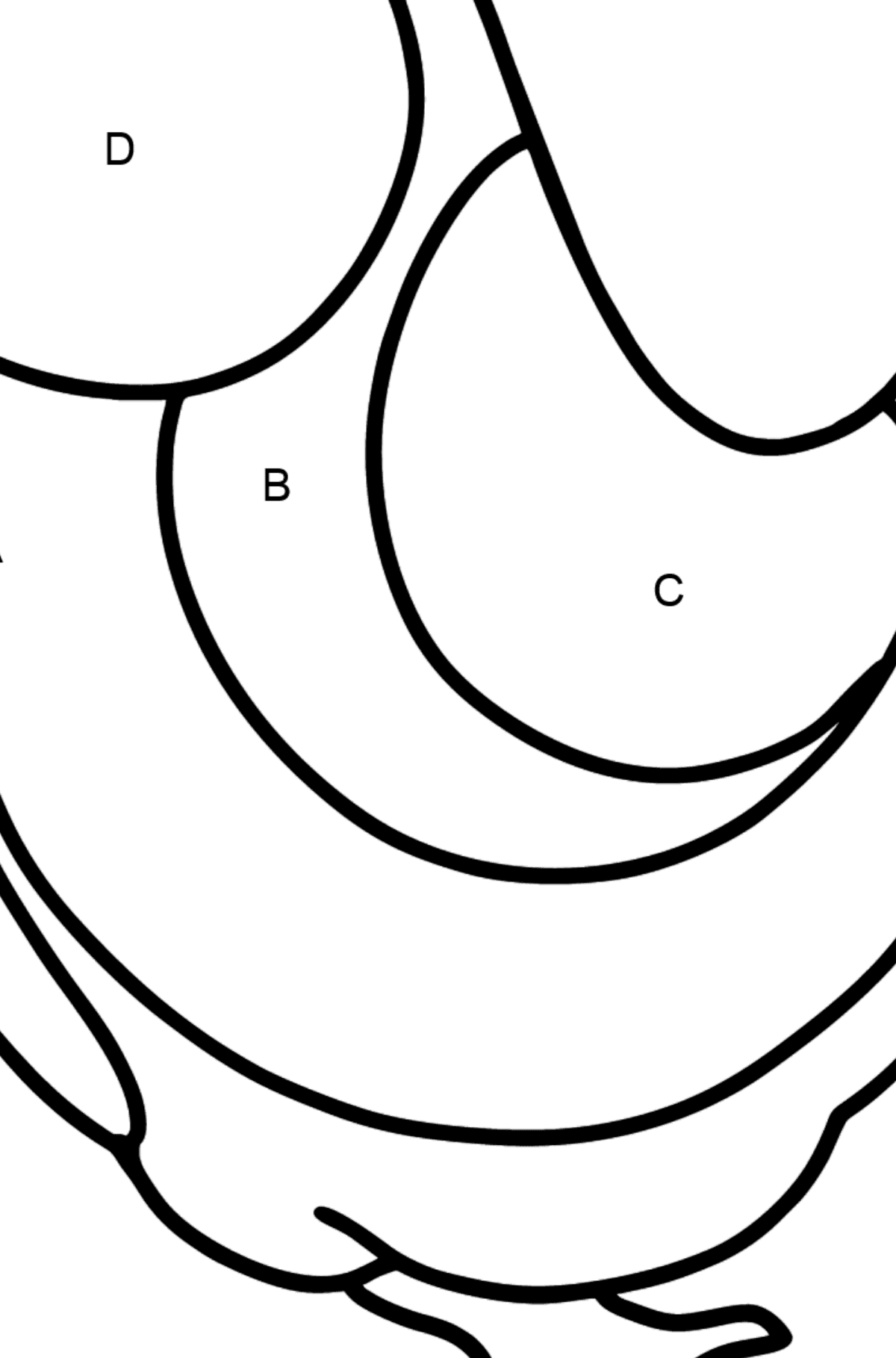 Simple coloring page with a Tit - Coloring by Letters for Kids