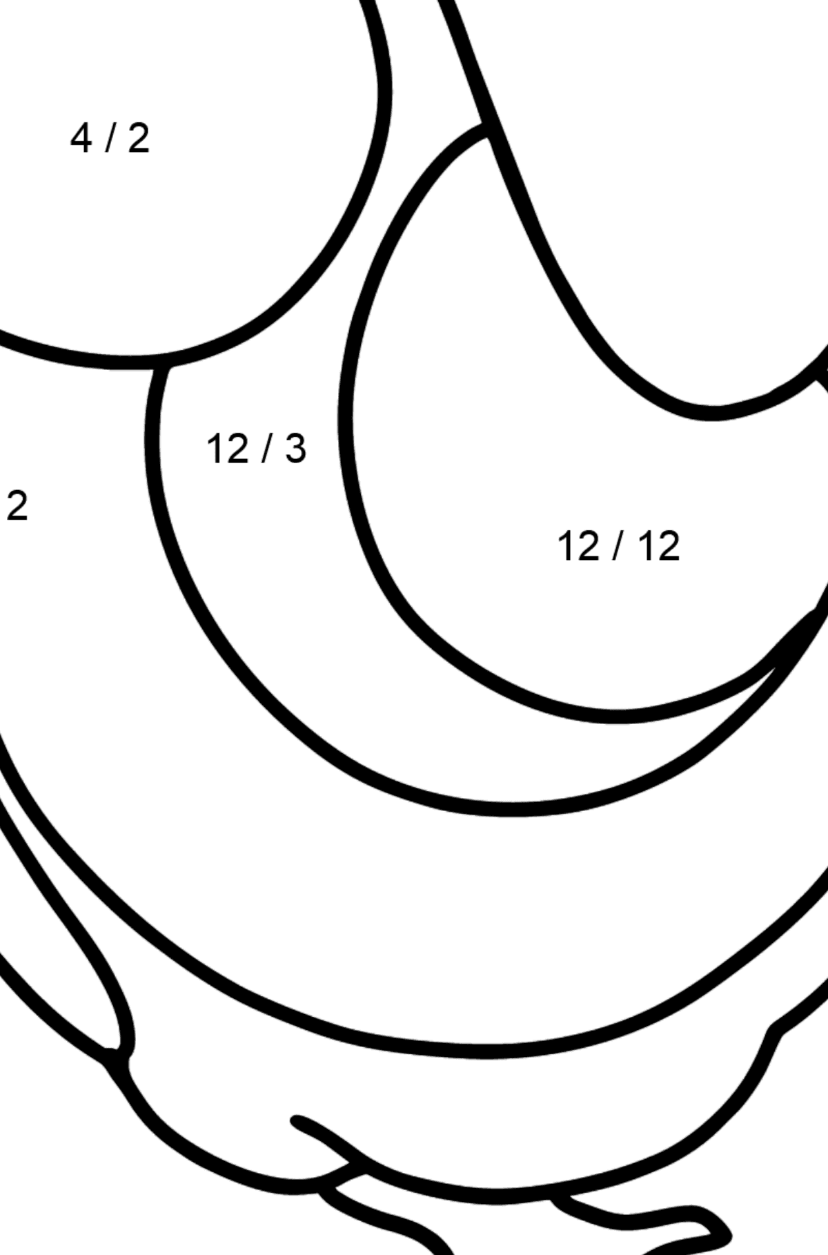 Simple coloring page with a Tit - Math Coloring - Division for Kids