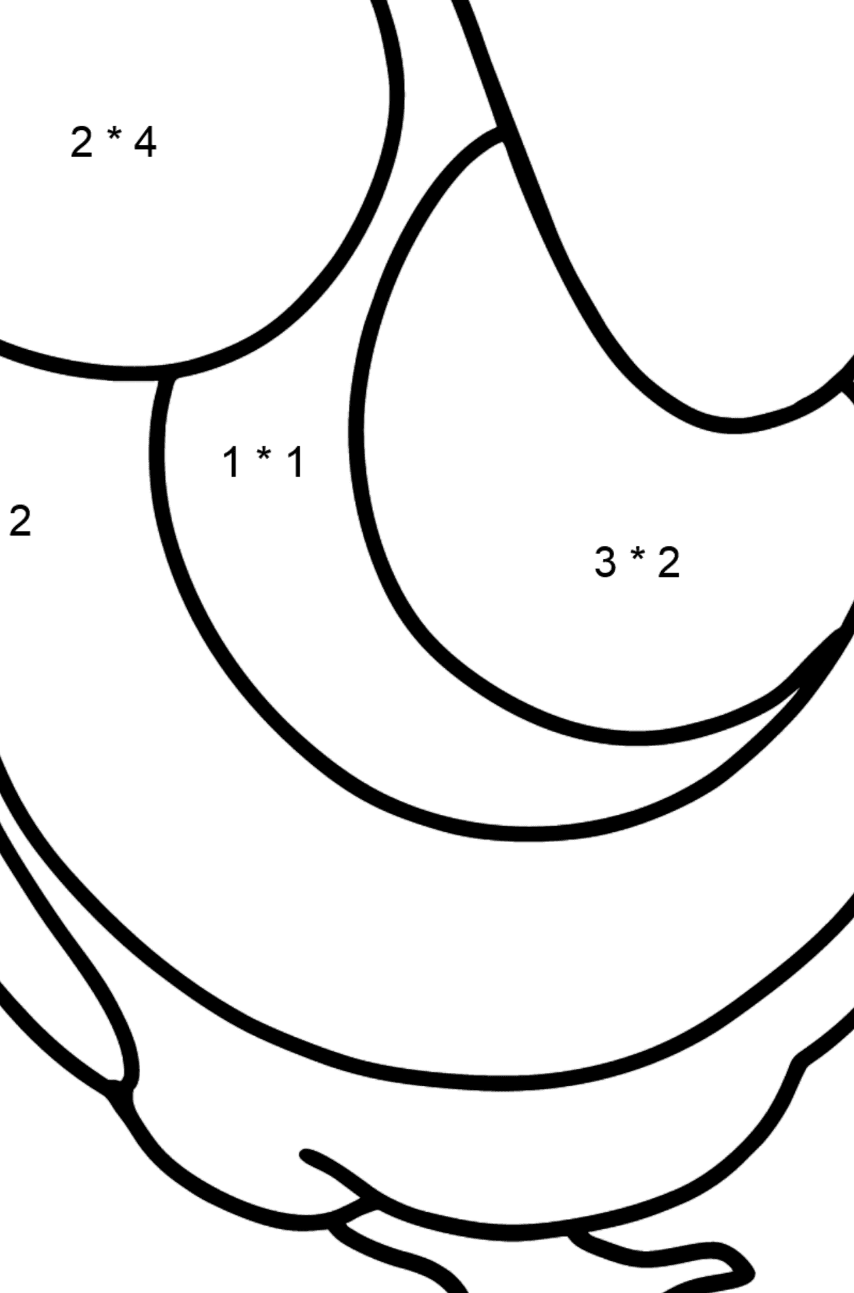 Einfache Malvorlage mit einer Tit - Mathe Ausmalbilder - Multiplikation für Kinder