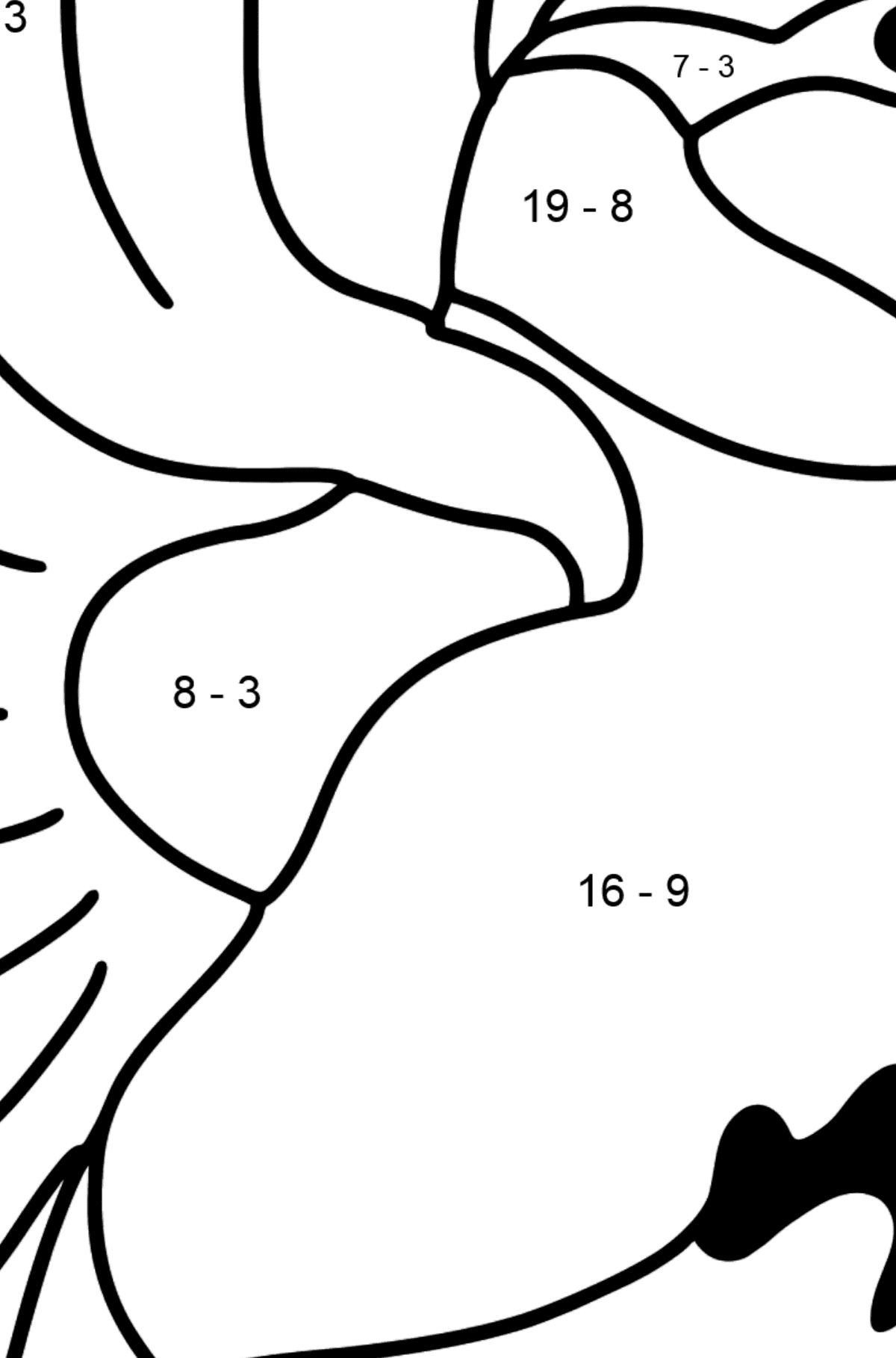 Tit coloring page - Math Coloring - Subtraction for Kids
