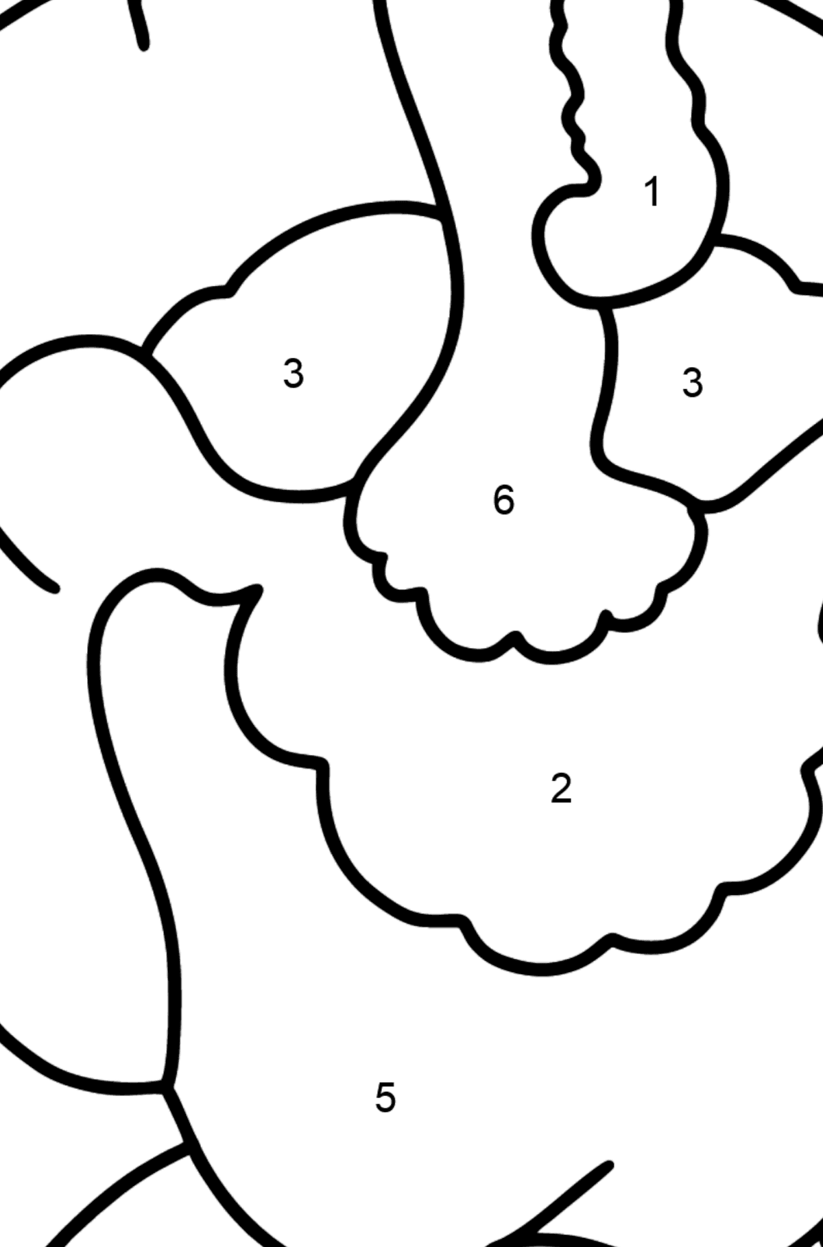 Einfache Malvorlage mit einem Truthahn - Malen nach Zahlen für Kinder