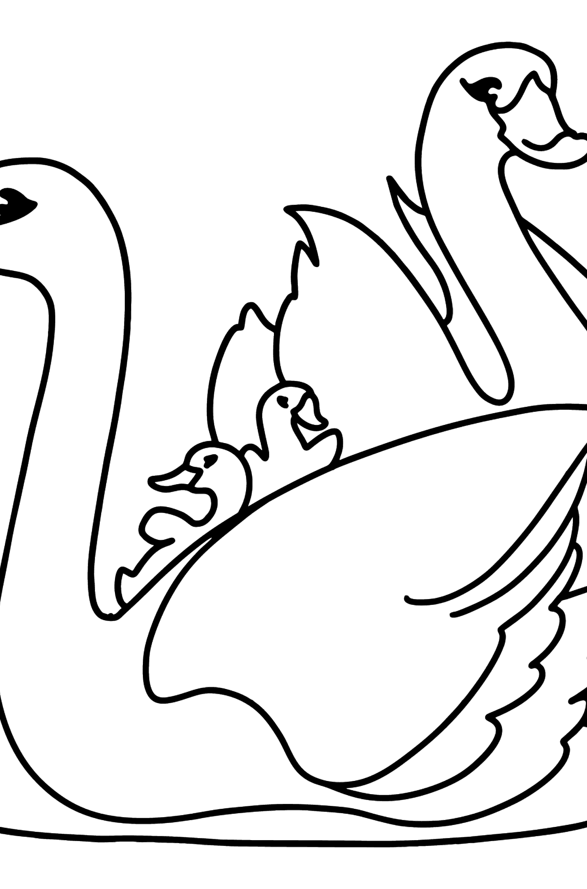 Hvite svaner tegning til fargelegging - Tegninger til fargelegging for barn