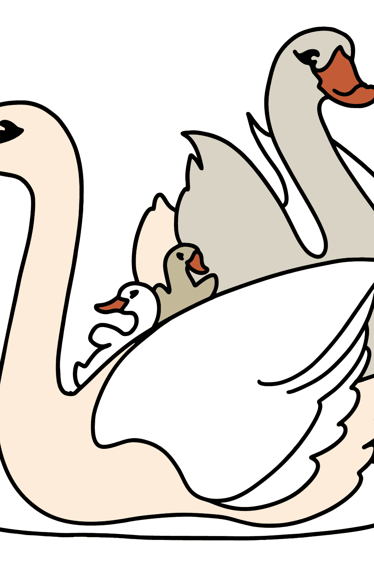Beyaz kuğular boyama sayfası - Boyamalar çocuklar için