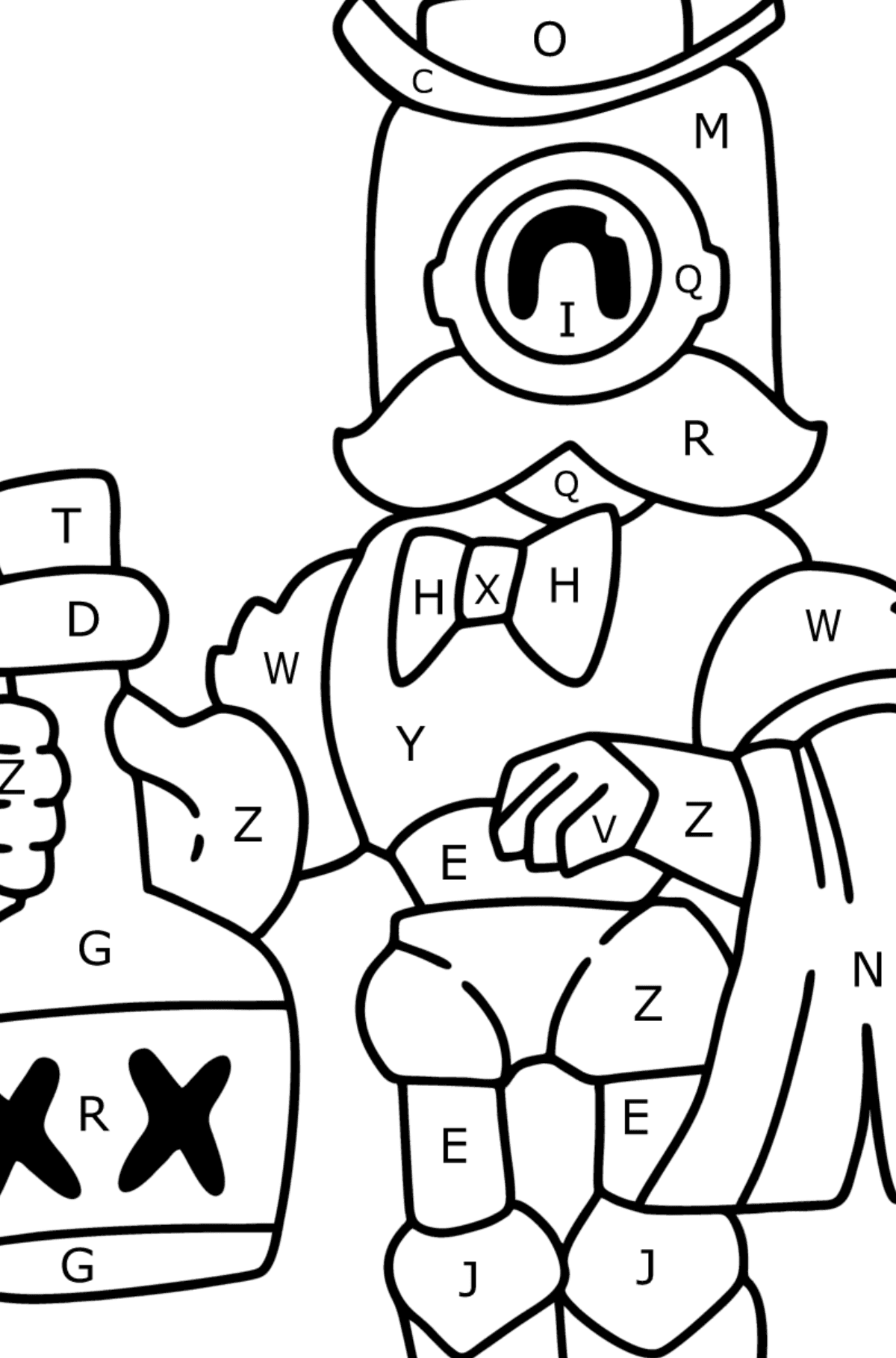 Brawl Stars Barley colouring page - Coloring by Letters for Kids