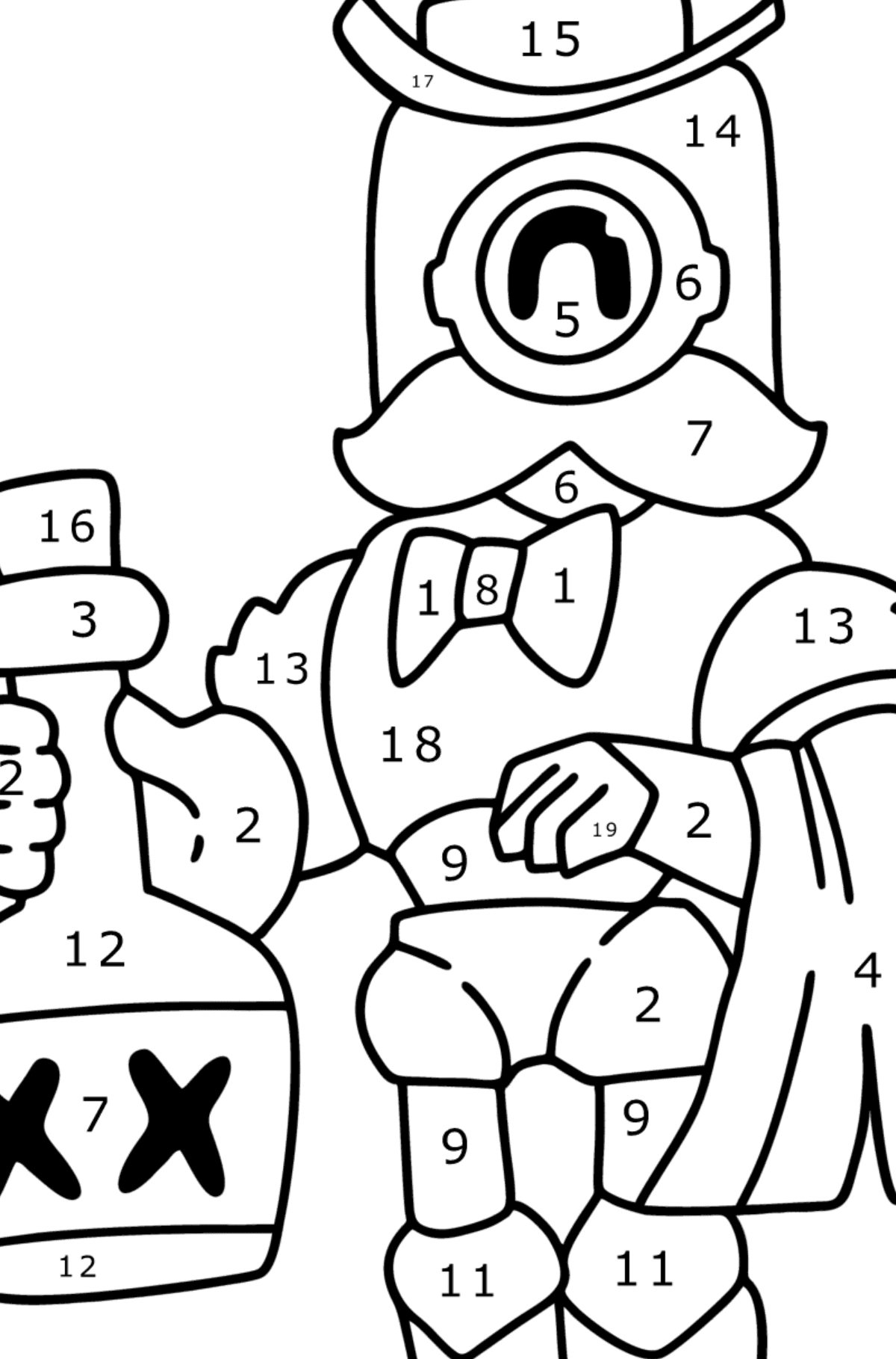 Brawl Stars Barley colouring page - Coloring by Numbers for Kids