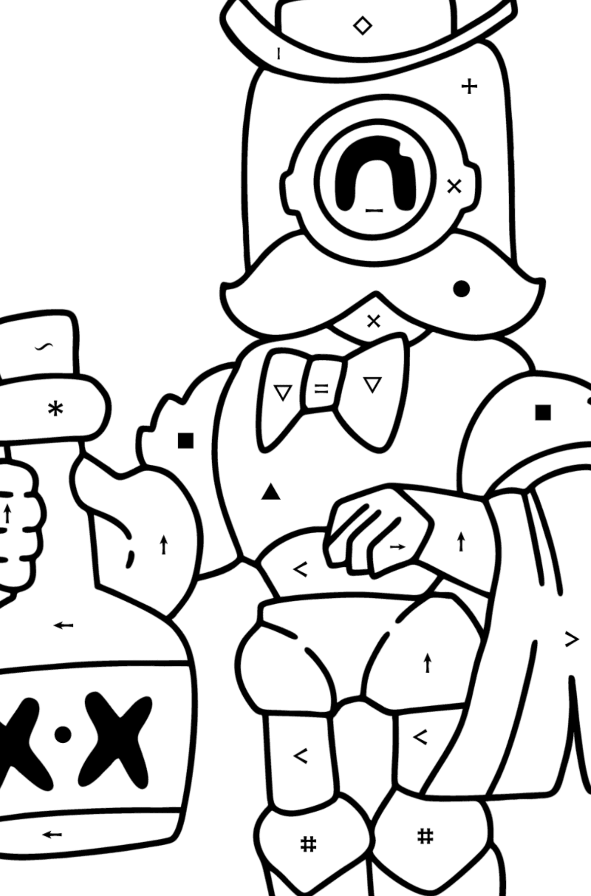 Brawl Stars Barley colouring page - Coloring by Symbols for Kids