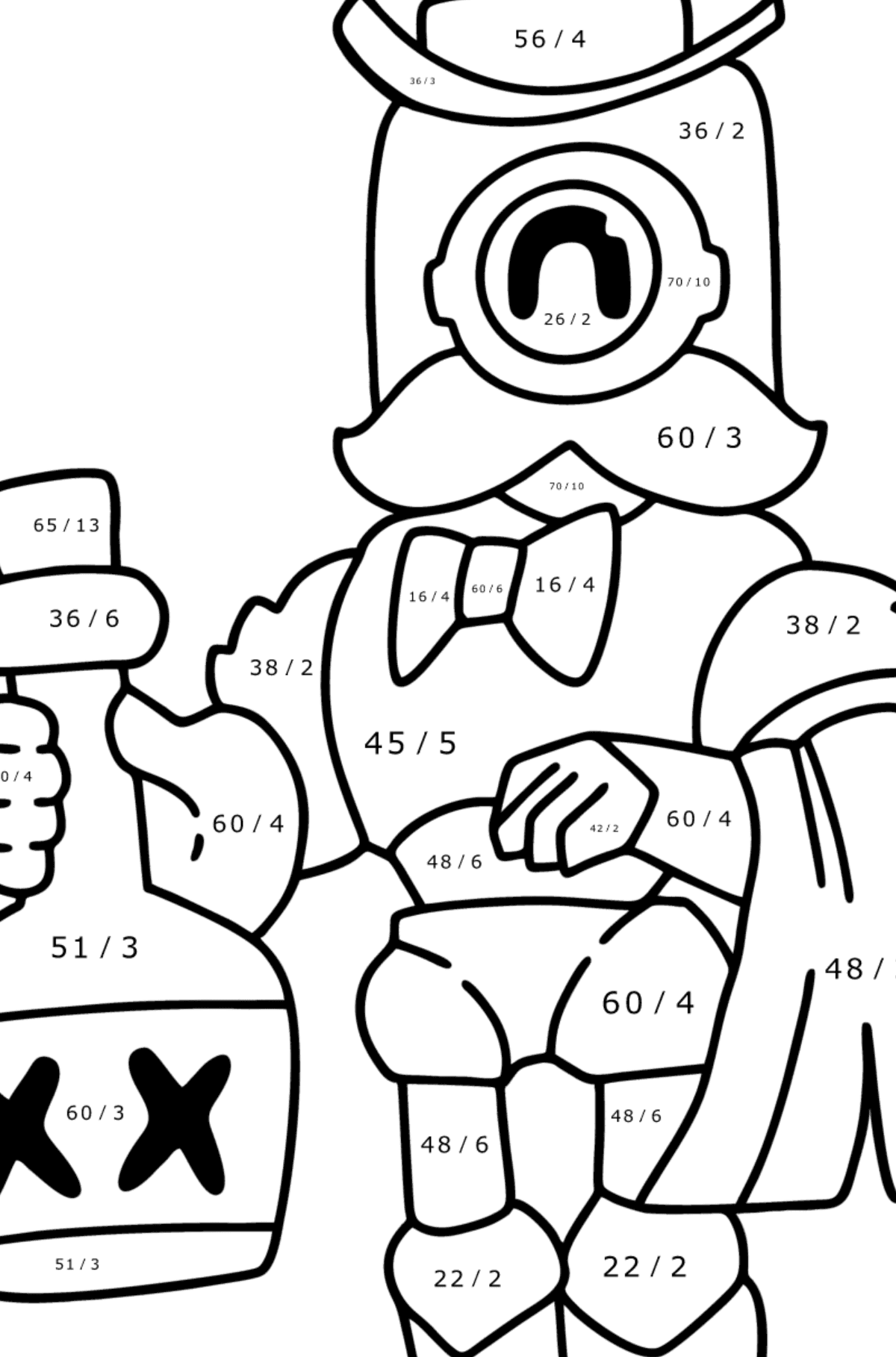 Brawl Stars Barley colouring page - Math Coloring - Division for Kids