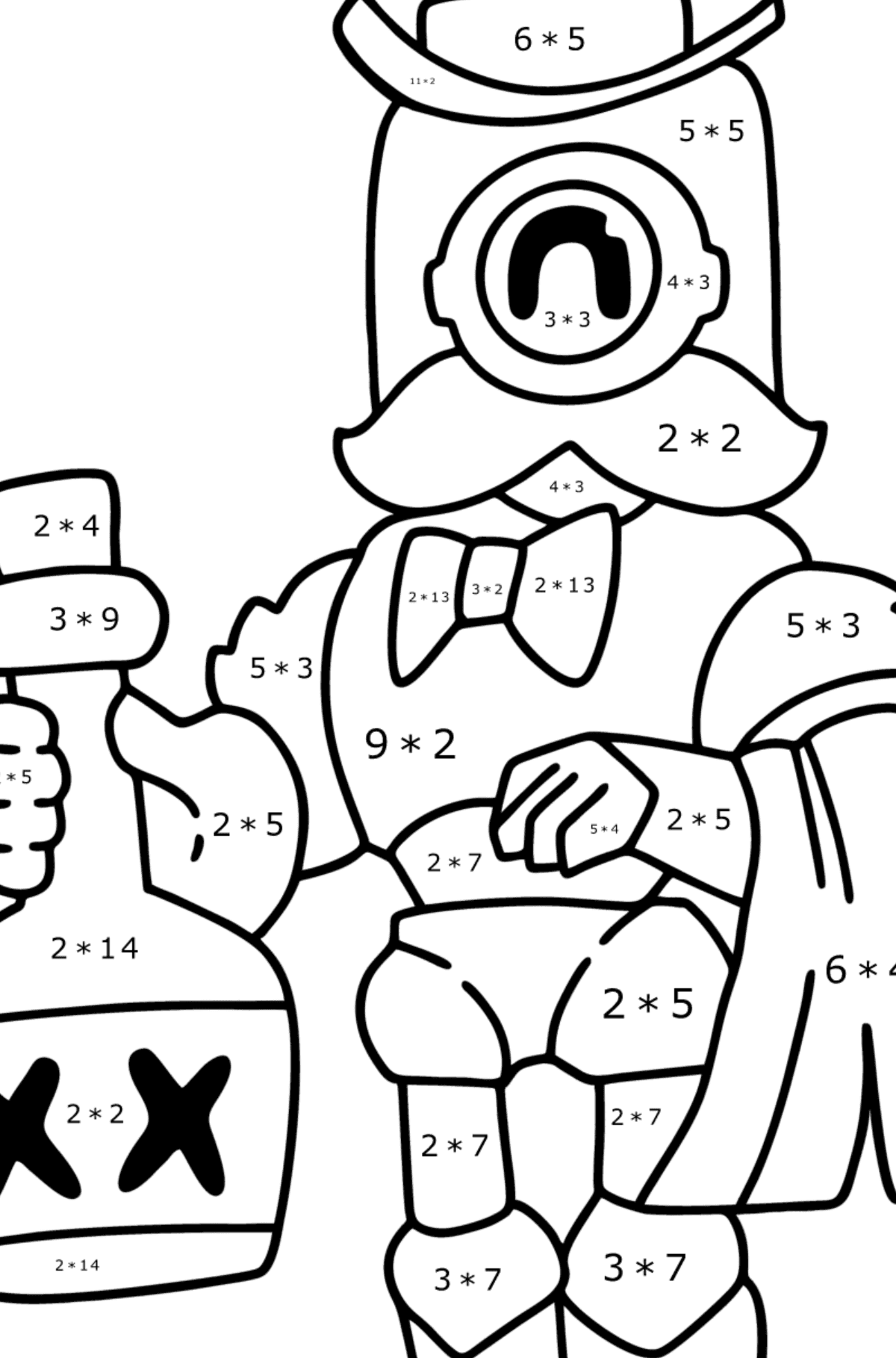 Brawl Stars Barley colouring page - Math Coloring - Multiplication for Kids