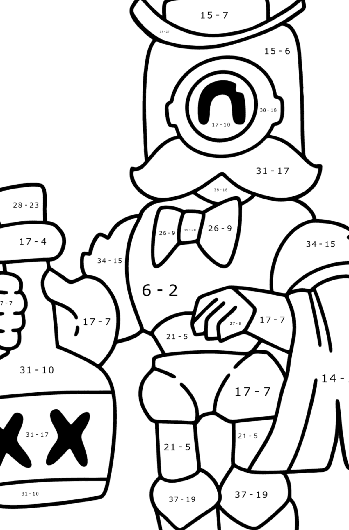 Brawl Stars Barley colouring page - Math Coloring - Subtraction for Kids
