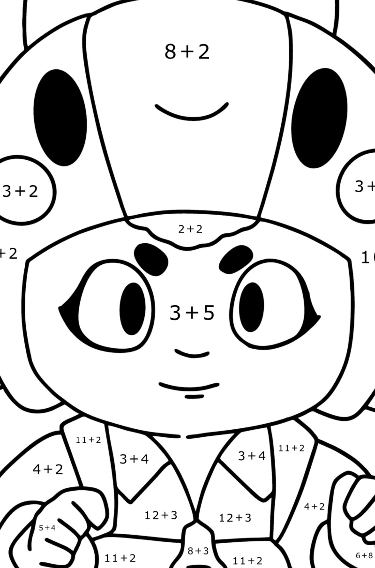 Brawl Stars Bea coloring page - Math Coloring - Addition for Kids