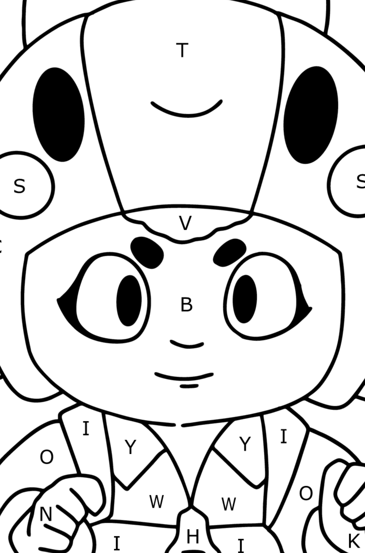 Brawl Stars Bea coloring page - Coloring by Letters for Kids