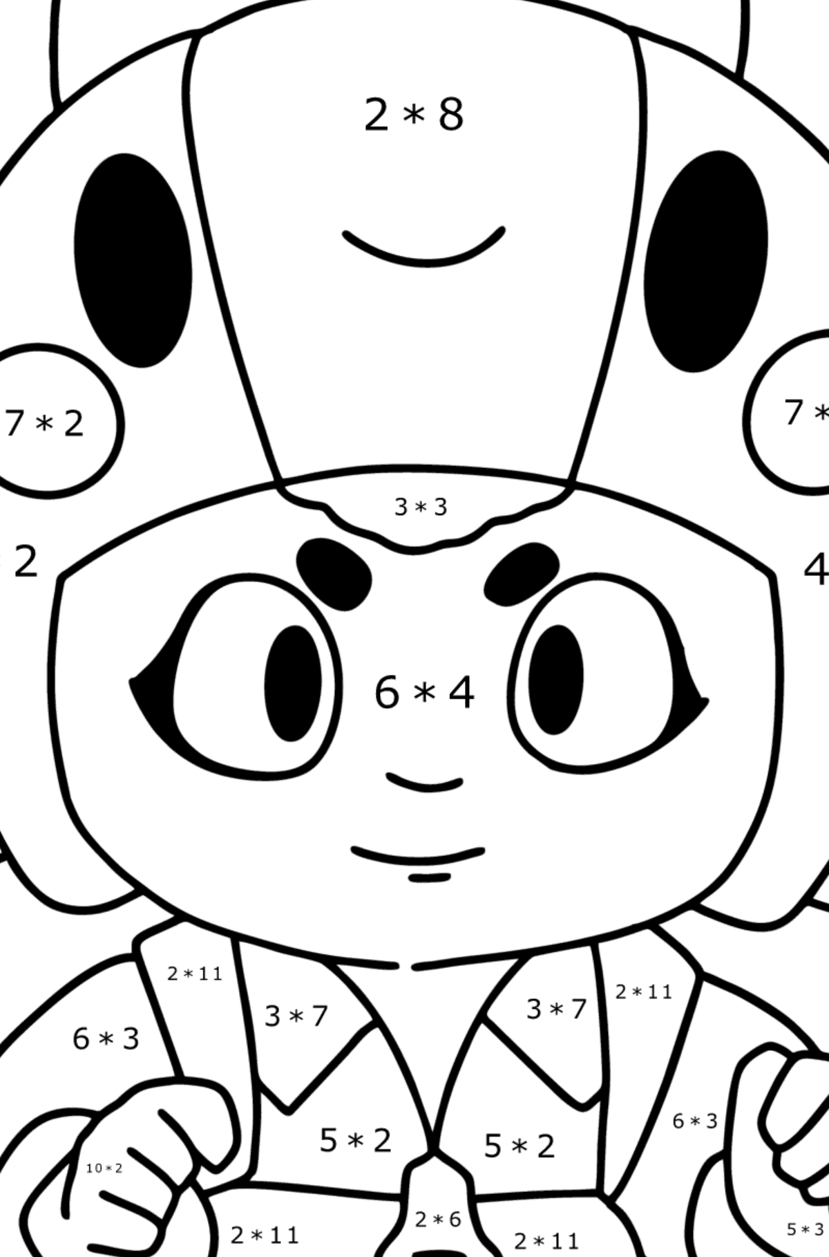 Brawl Stars Bea coloring page - Math Coloring - Multiplication for Kids