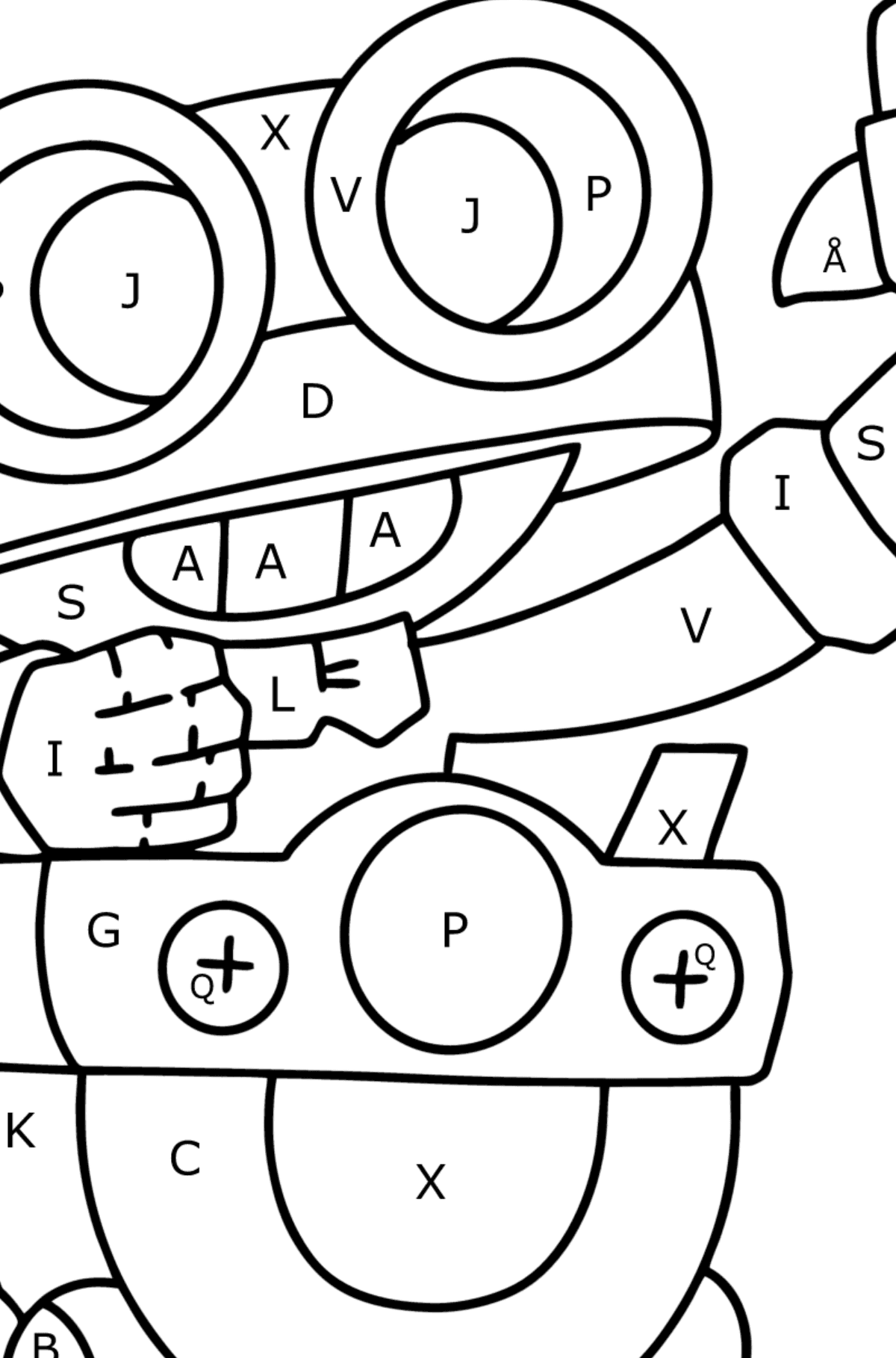Tegning til fargelegging Brawl Stars Carl - Fargelegge etter bokstaver for barn