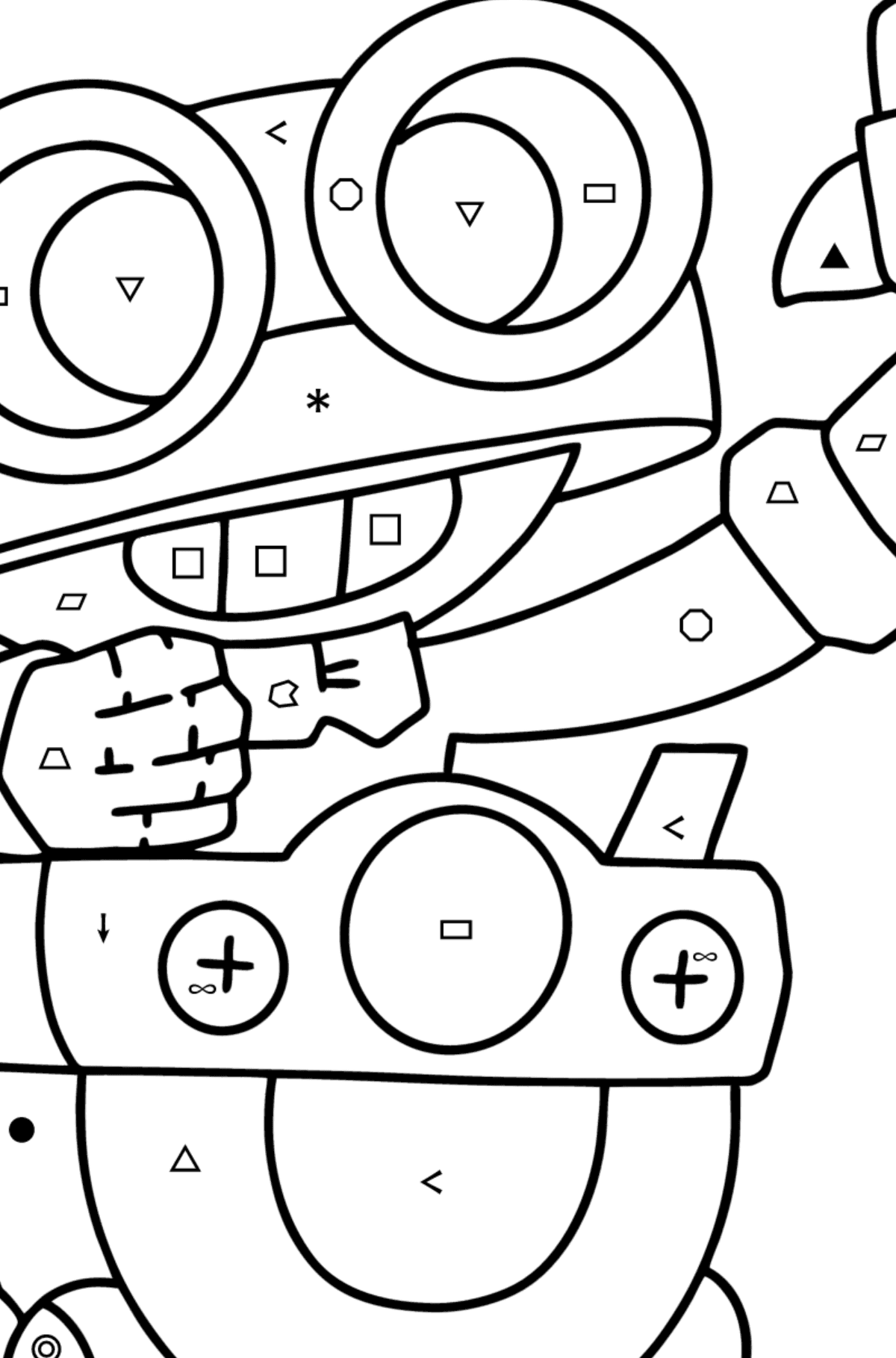 Tegning til fargelegging Brawl Stars Carl - Fargelegge etter symboler og geometriske former for barn