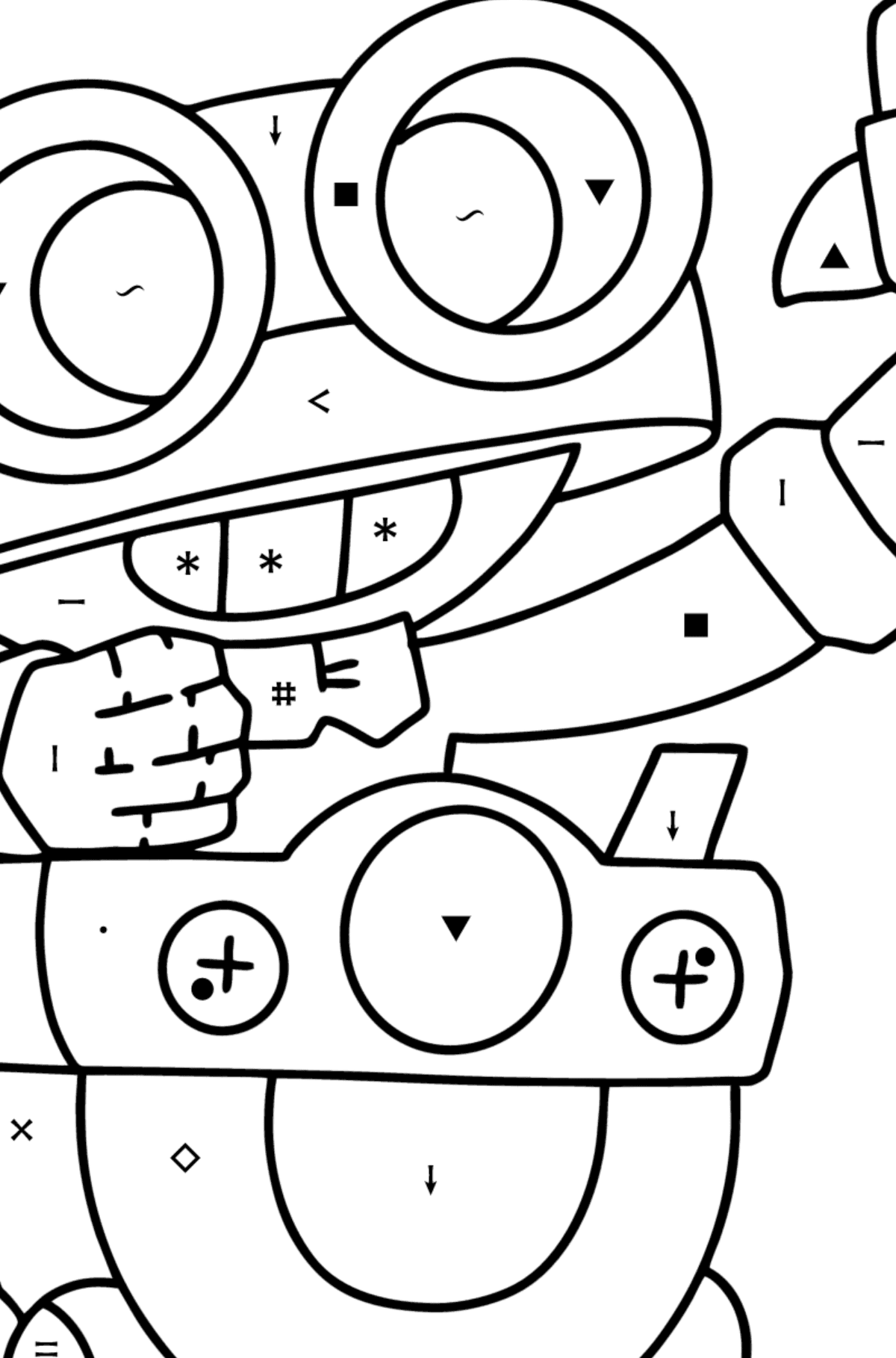 Brawl Stars Carl coloring page - Coloring by Symbols for Kids