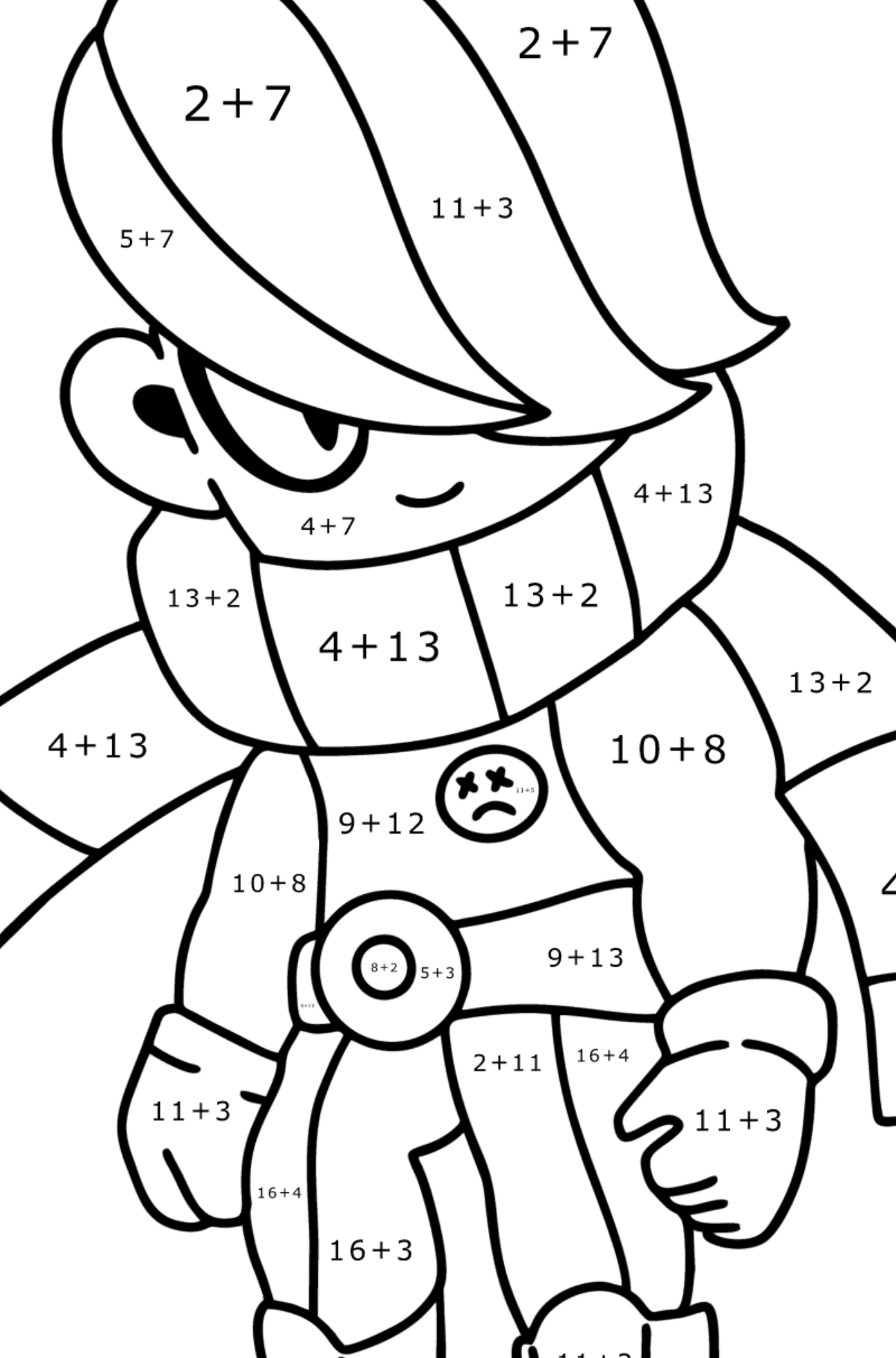Brawl Stars Edgar coloring page - Math Coloring - Addition for Kids