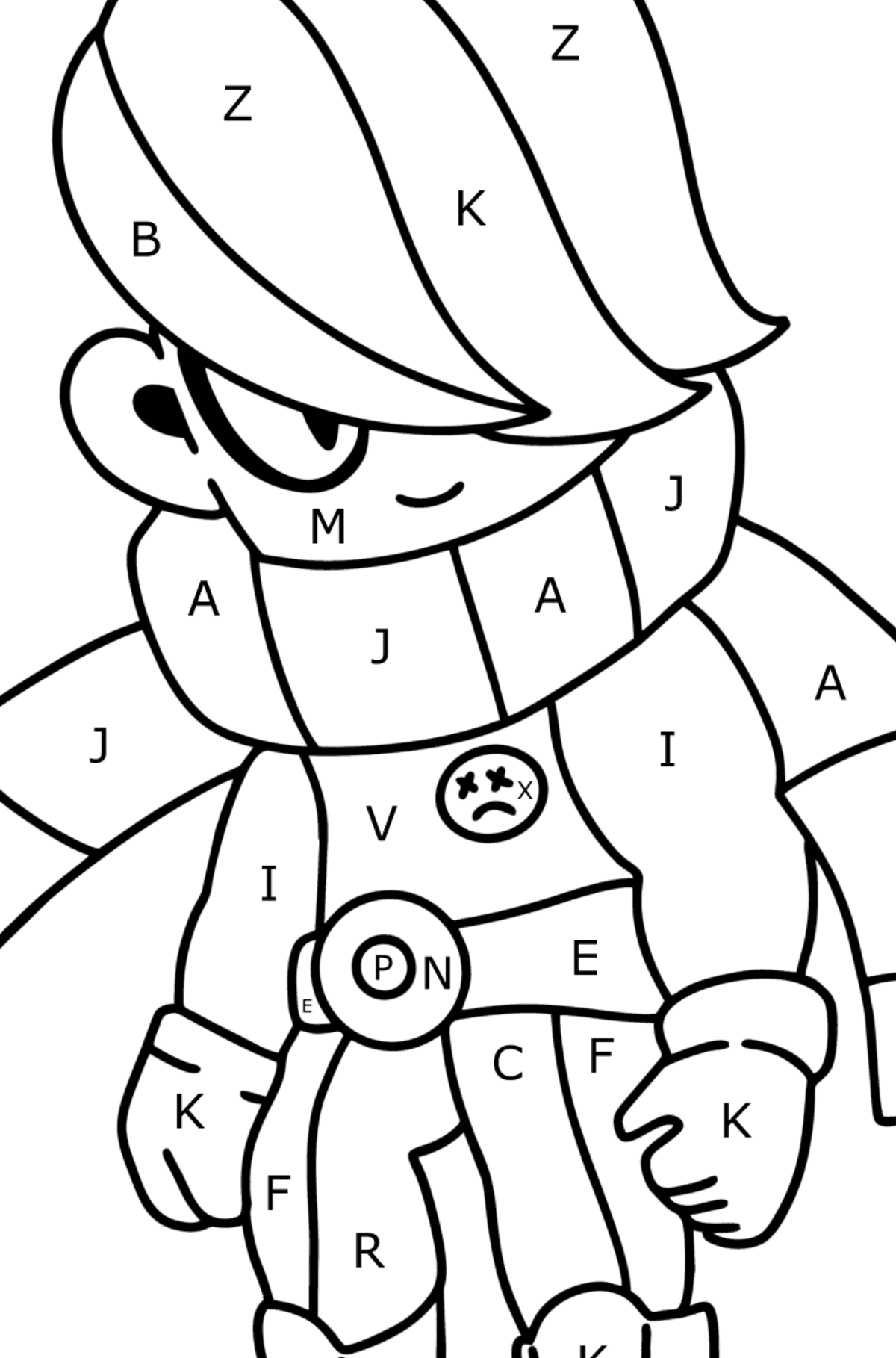 Brawl Stars Edgar coloring page - Coloring by Letters for Kids