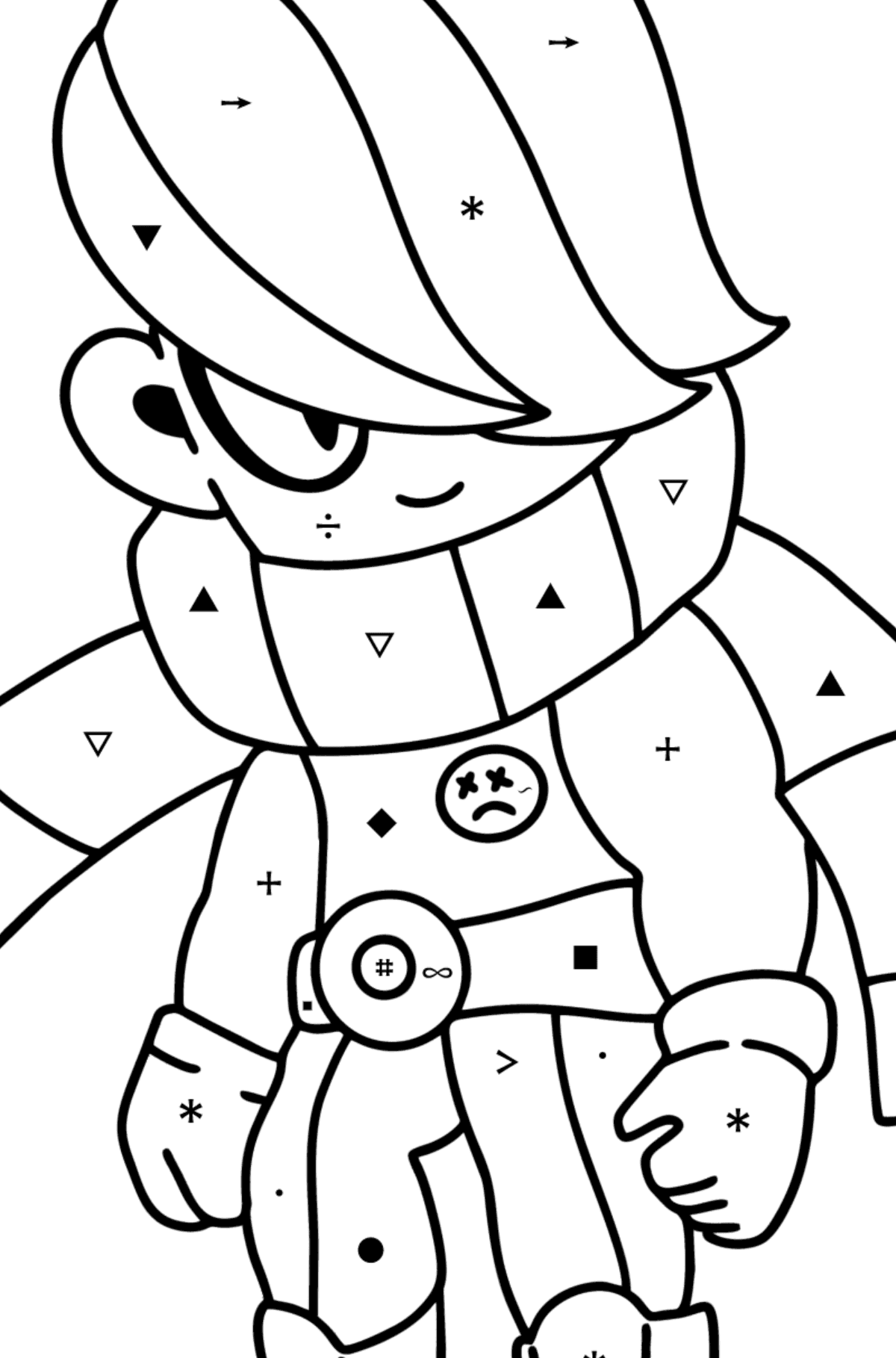 Brawl Stars Edgar coloring page - Coloring by Symbols for Kids