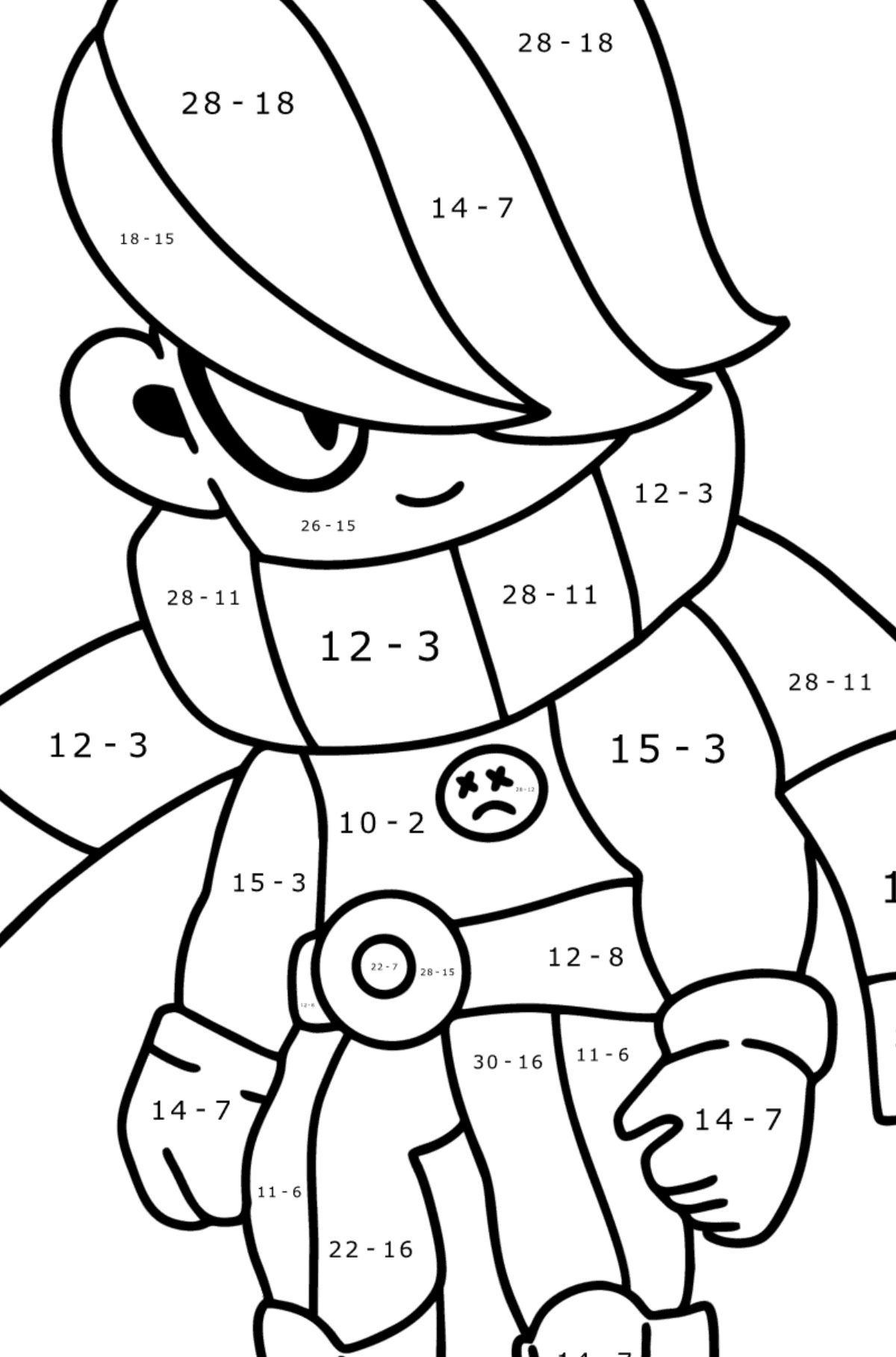 Brawl Stars Edgar coloring page - Math Coloring - Subtraction for Kids