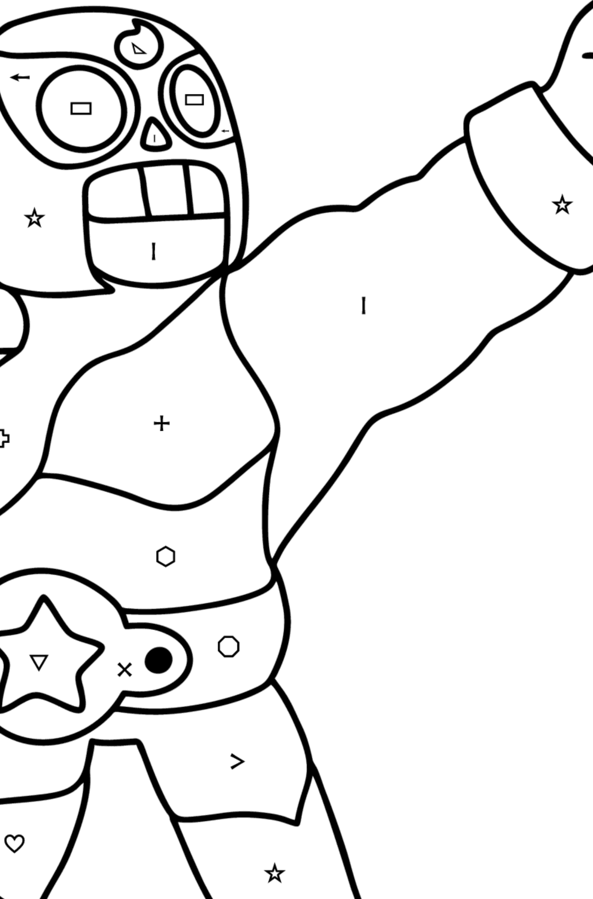 Brawl Stars El Primo coloring page - Coloring by Symbols and Geometric Shapes for Kids
