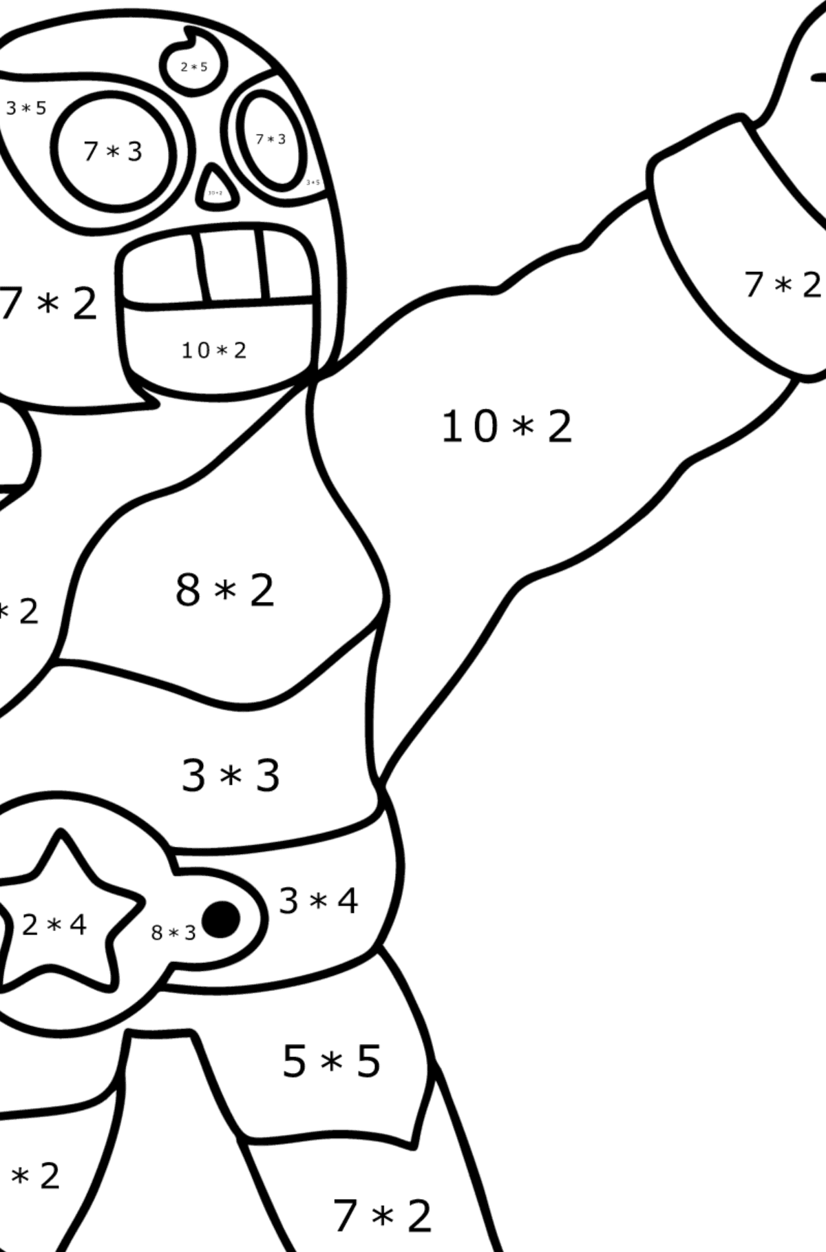 Brawl Stars El Primo coloring page - Math Coloring - Multiplication for Kids