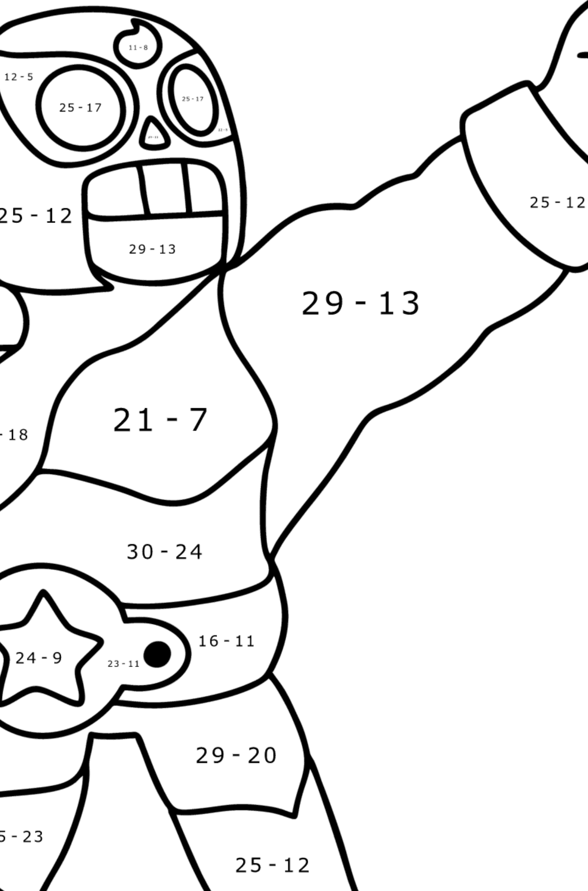Brawl Stars El Primo coloring page - Math Coloring - Subtraction for Kids